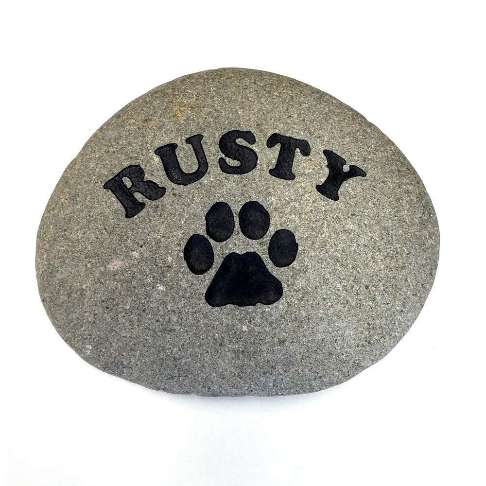 Graphicrocks Personalized River Stone Pet Memorial Stones Headstone Grave Marker For Dog Or Cat 8 Inches To 10 Inches Natural Ro