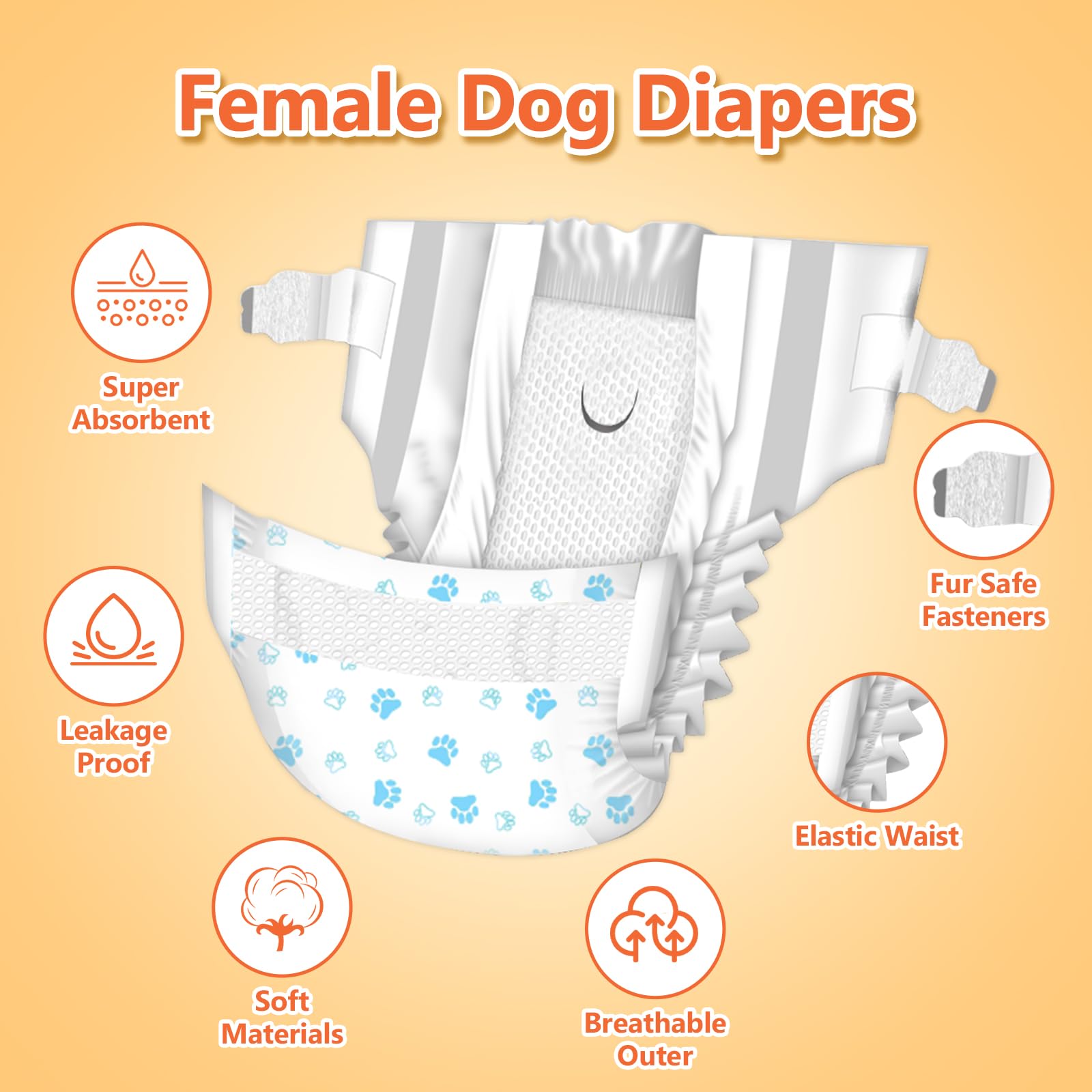 Pet Soft Dog Diapers Female - Disposable Puppy Diapers, Cat Diaper 12Pcs Xsmall