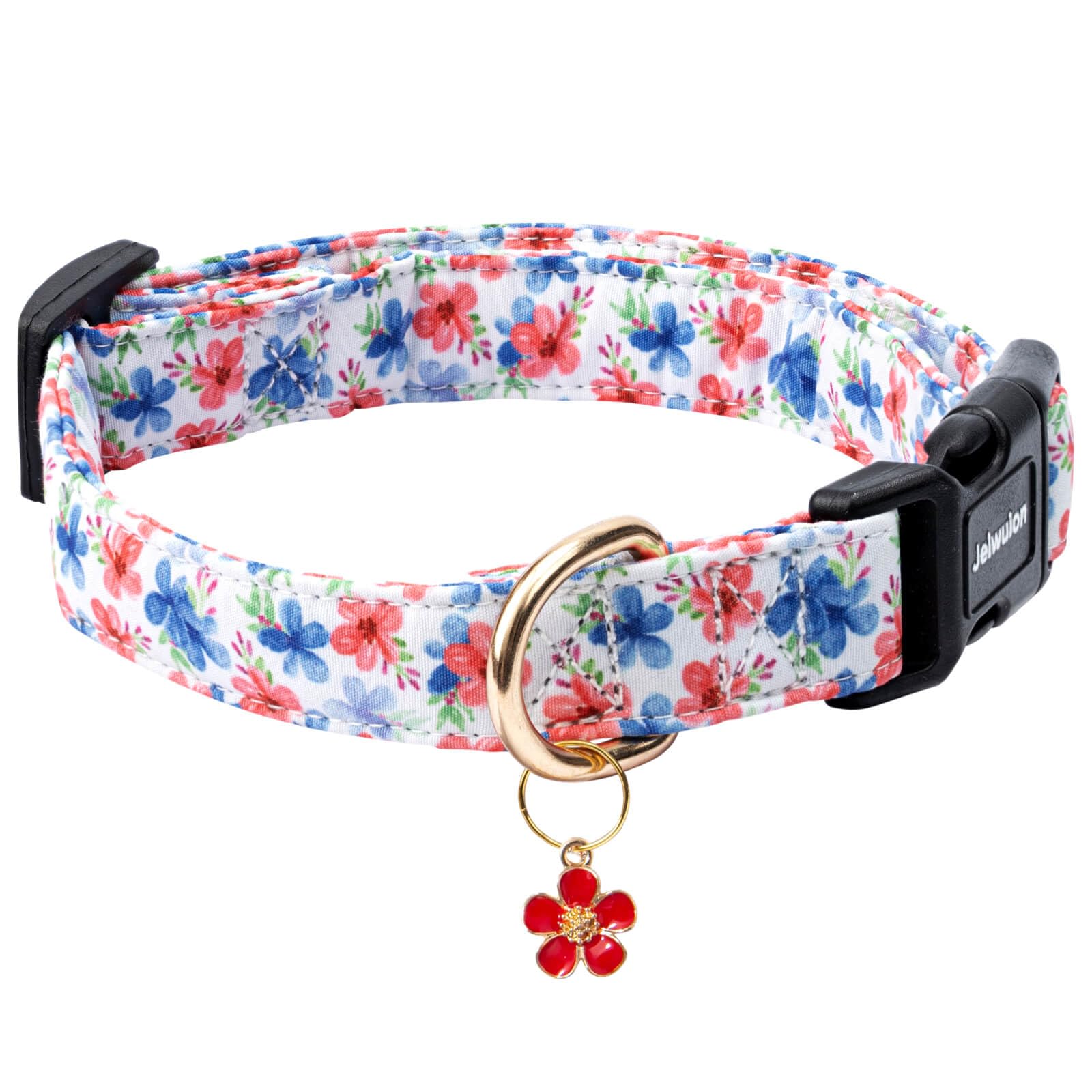 Jelwuion Adjustable Dog Collar With Quick Release Buckle For Boy Girl Female Dogs,Soft Puppy Collar And Cute Pet Collar With Flo