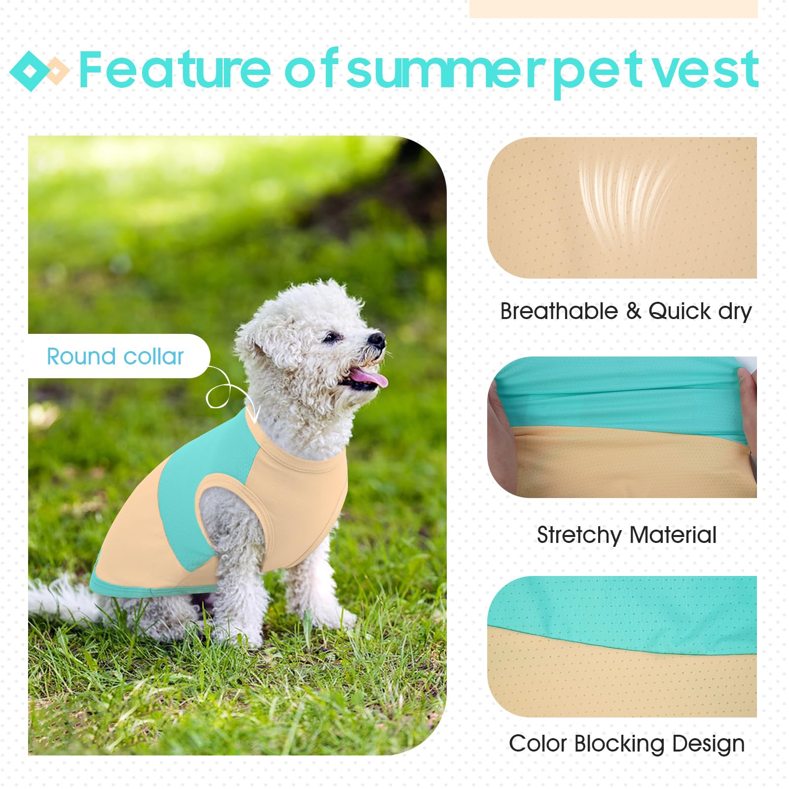 Brkurleg Summer Dog Breathable Cooling Shirts Soft Dog Cooling Vest For Summer Quick Dry Lightweight Sleeveless Pet Shirts For O