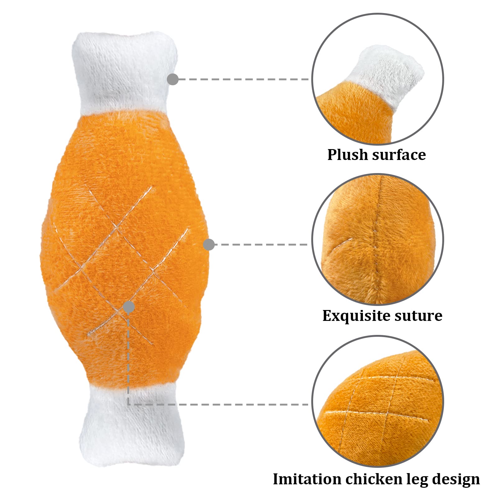 Andiker 2Pcs Dog Squeaky Toy, Dog Chicken Legs Bone Pet Funny Squeaky Toy Dog Plush Toy For Small Medium Large Dogs And Cats (2Pcs)