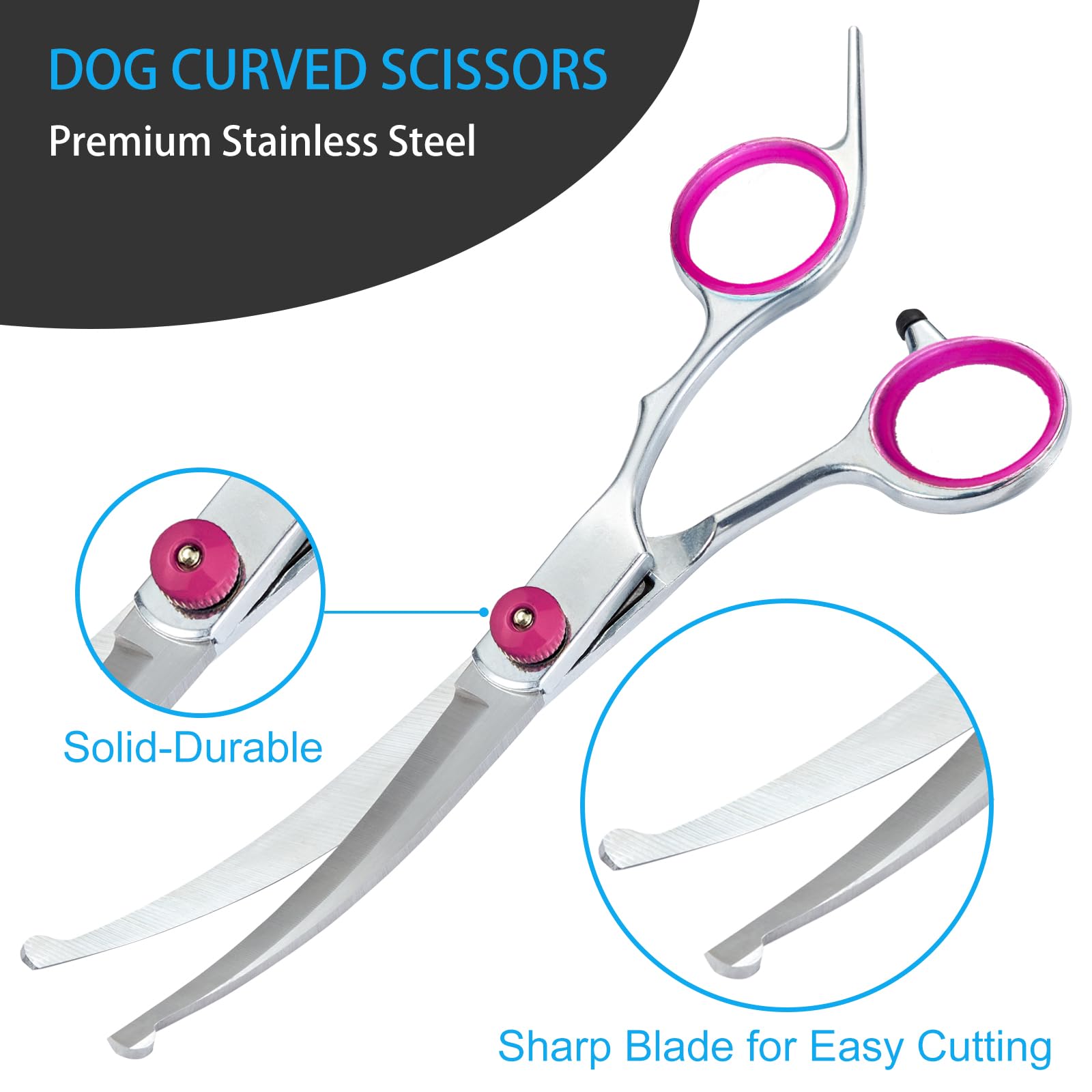 5 In 1 Premium Dog Grooming Scissors, Professional Dog Scissors For Grooming With Safety Round Tips, Lengnoyp Stainless Steel Th