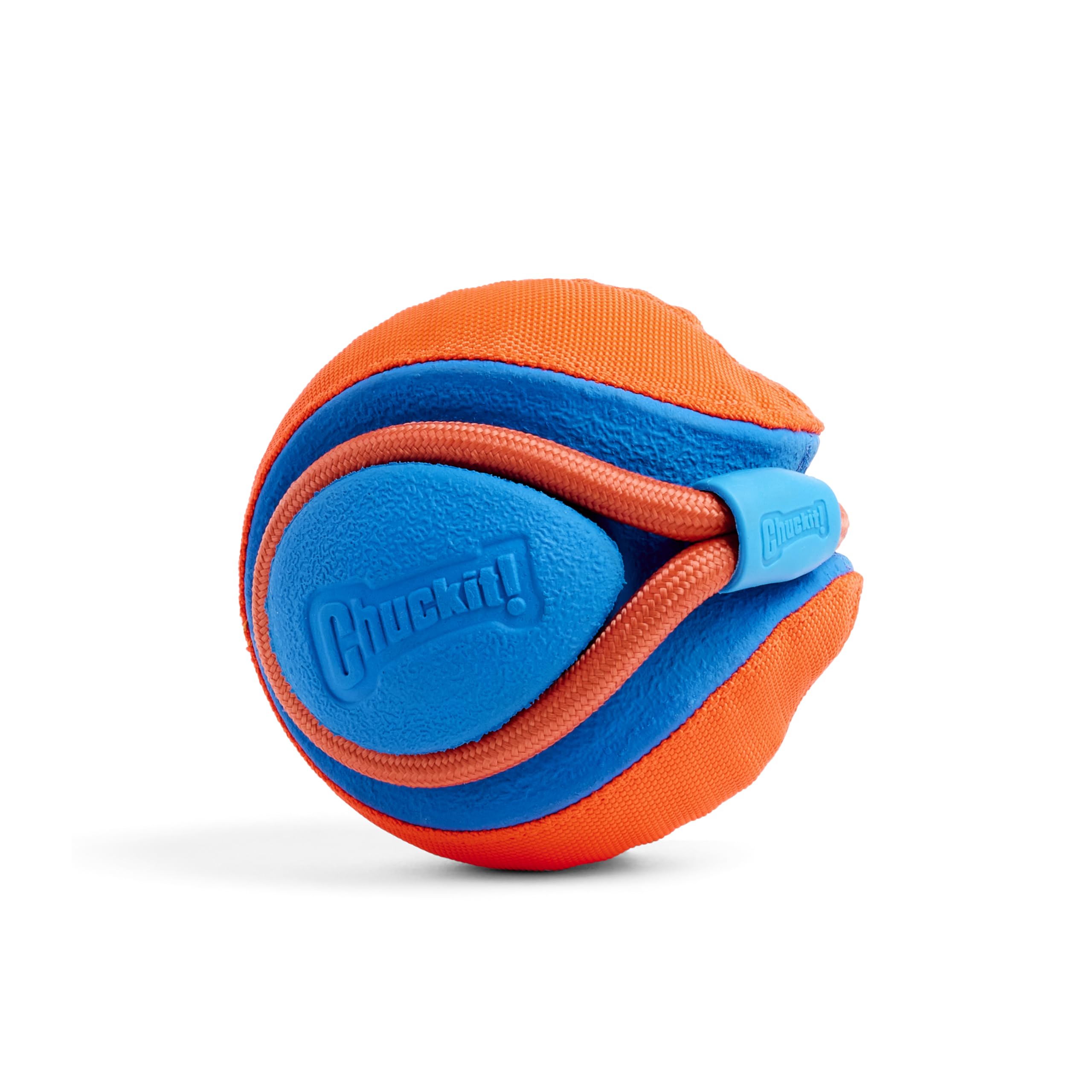 Chuckit! Rope Fetch Dog Toy - Ball On Rope Fetch And Tug-Of-War Toy For Dogs - Durable Eva Rubber Construction - 5.5-Inch Diameter - 18-Inch Rope - Orange And Blue