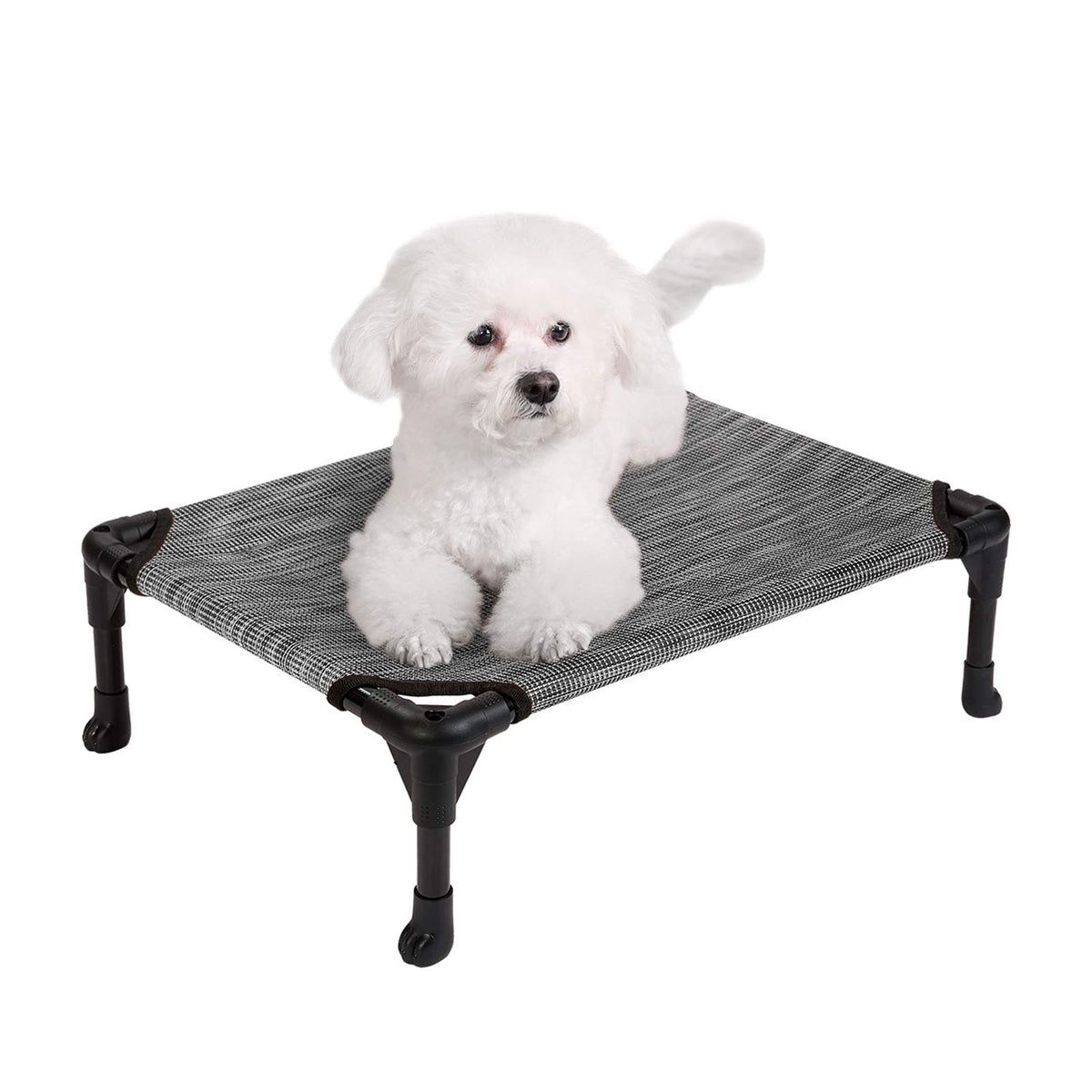 Veehoo Cooling Elevated Dog Bed, Portable Raised Pet Cot With Washable & Breathable Mesh, No-Slip Feet Durable Dog Cots Bed For Indoor & Outdoor Use, Small, Cwc1803-S Black Silver