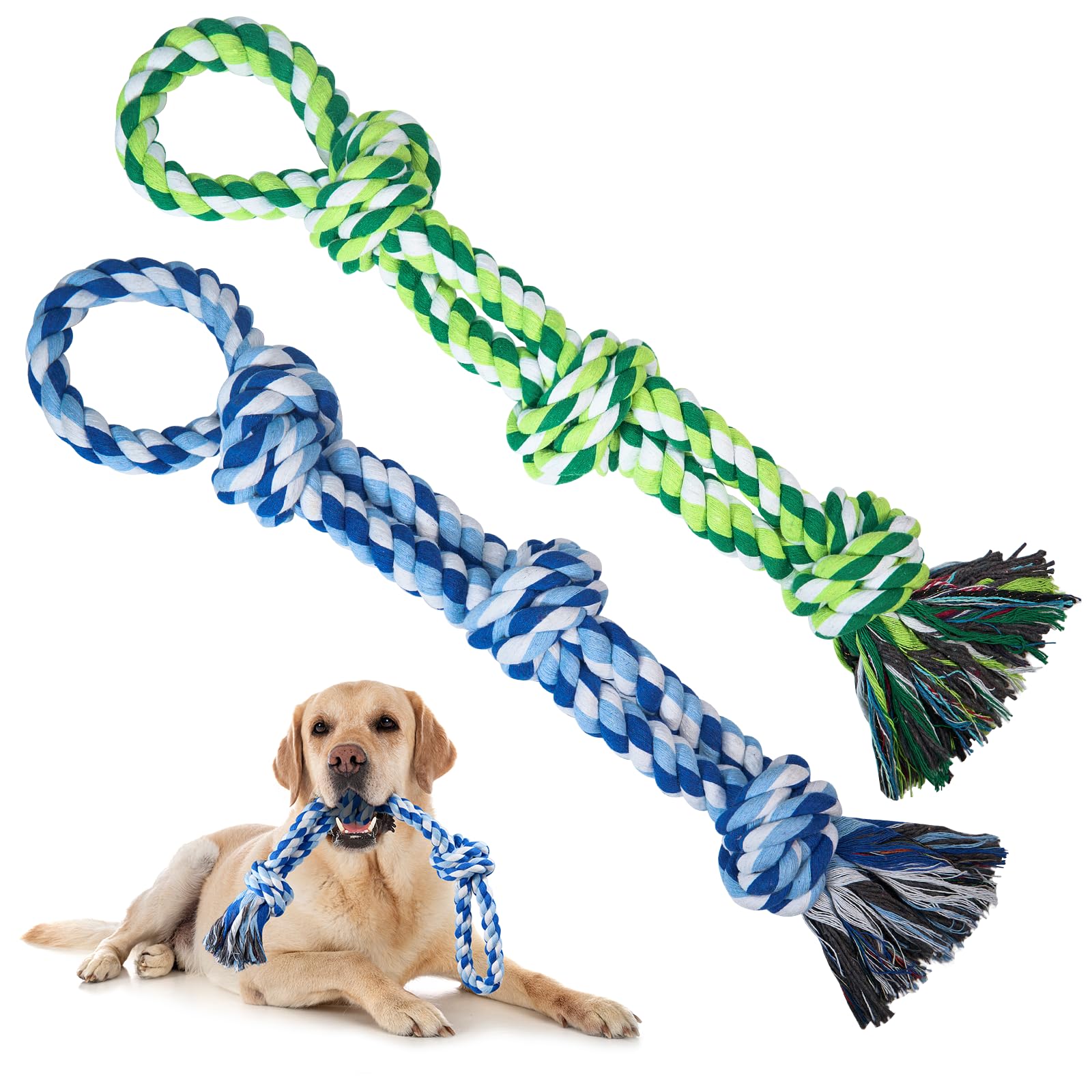 Tlazz 2 Pack Dog Rope Toys For Medium Large Breed, Nearly Indestructible Dog Chew Toys For Aggressive Chewers, Teeth Cleaning Ch