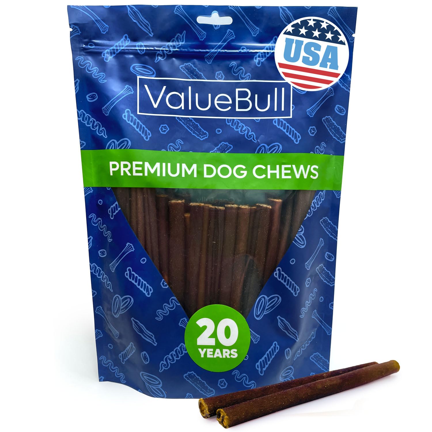 ValueBull USA Collagen Sticks for Small Dogs, 6 Inch Thin Chews, Natural Dog Treats, 50 Count - Promotes Joint, Skin & Coat Heal