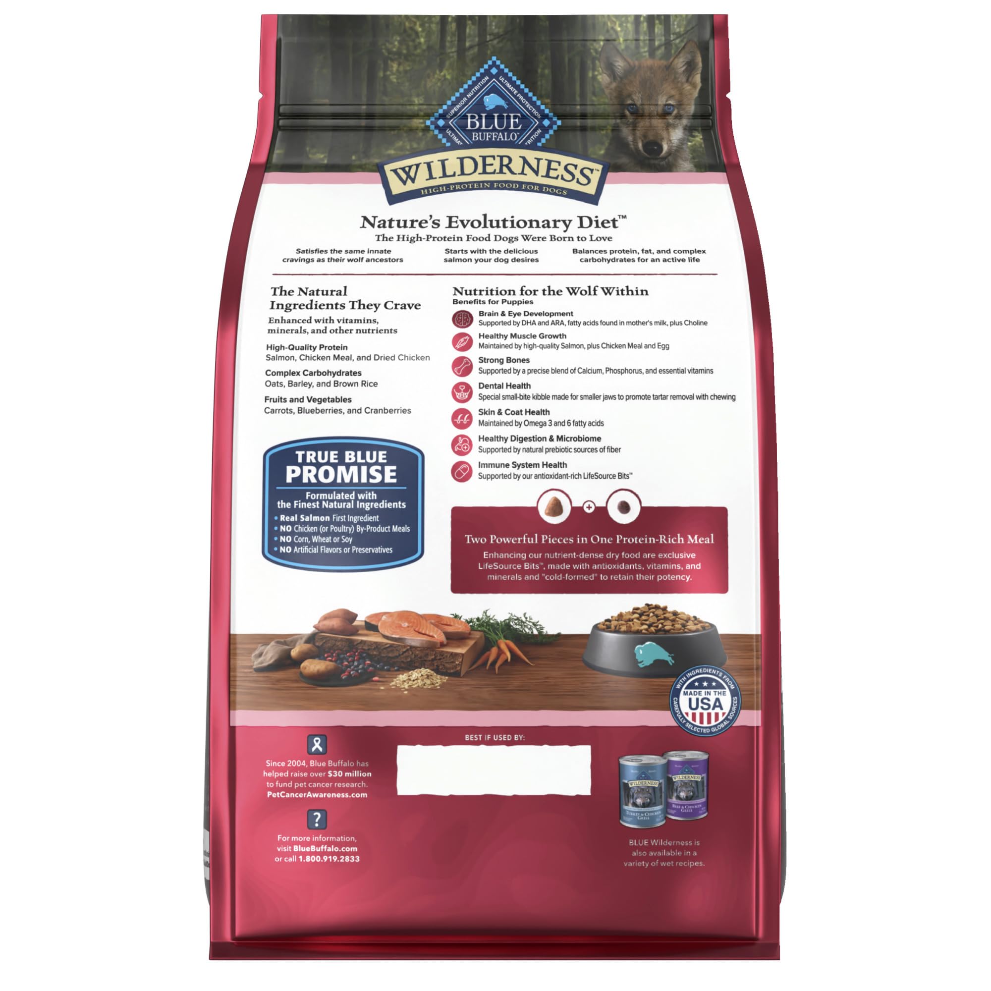 Blue Buffalo Wilderness High-Protein Natural Dry Food for Puppies, Salmon Recipe, 13-lb. Bag