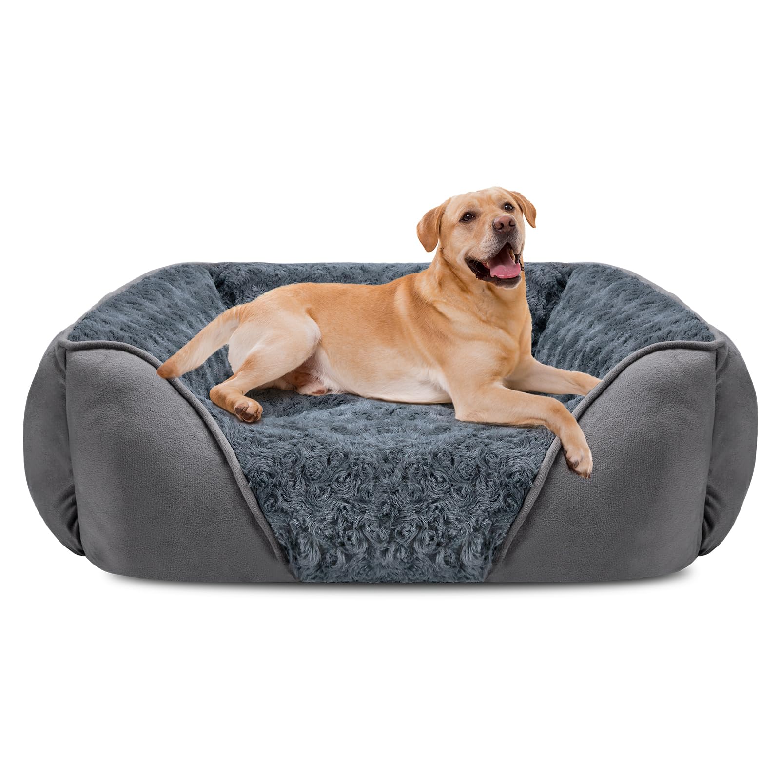 Invenho Xx-Large Dog Bed For Large Medium Small Dogs, Rectangle Washable Dog Bed, Orthopedic Dog Bed, Soft Calming Sleeping Puppy Bed Durable Pet Cuddler With Anti-Slip Bottom Xxl(42'X30'X10')