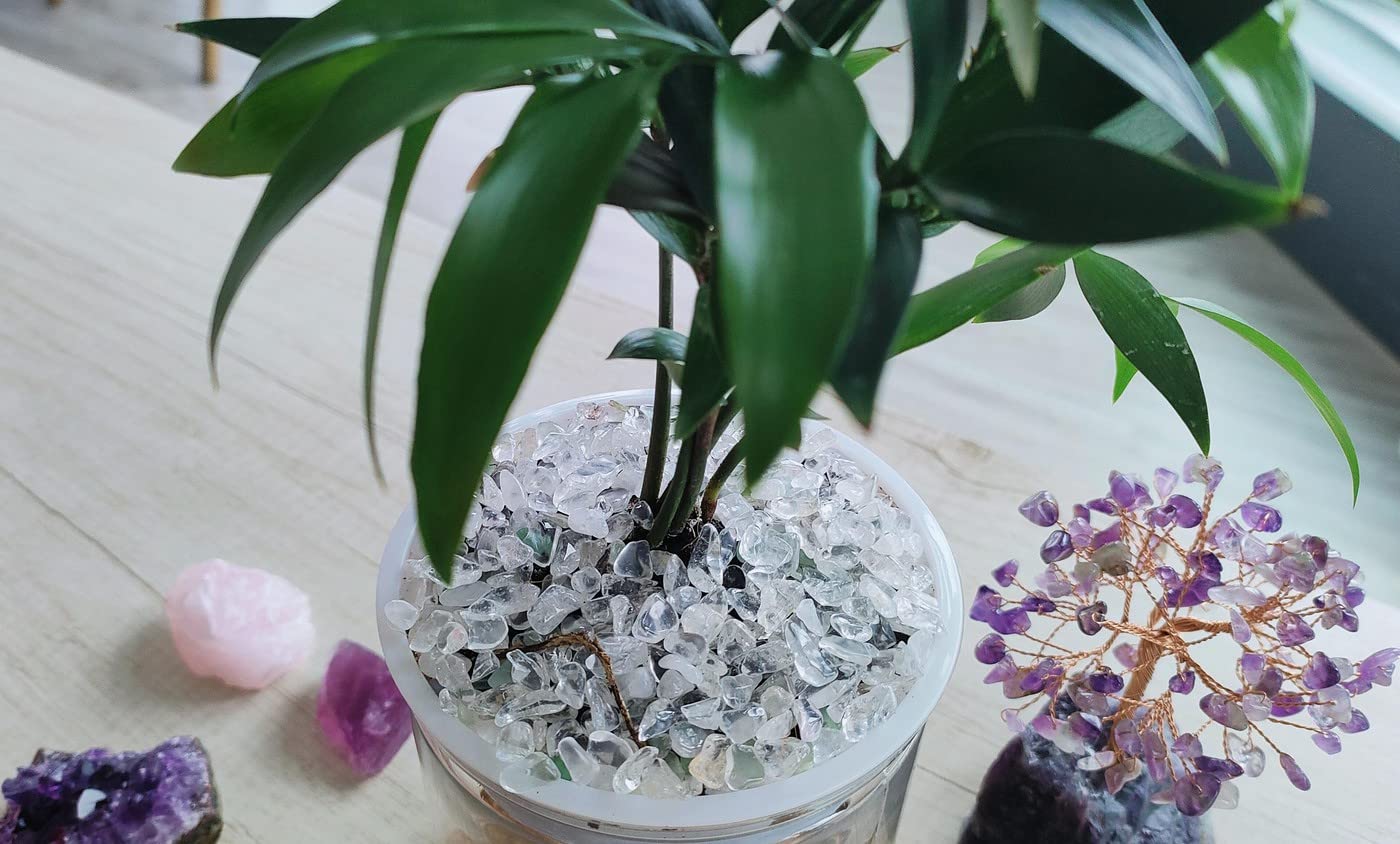 ZHIYUXI Clear Quartz Chips Bulk Fish Tank Gravel Vase Filler Stones Bulk Crushed Crystals Gemstone Polished Natural Quartz Stone