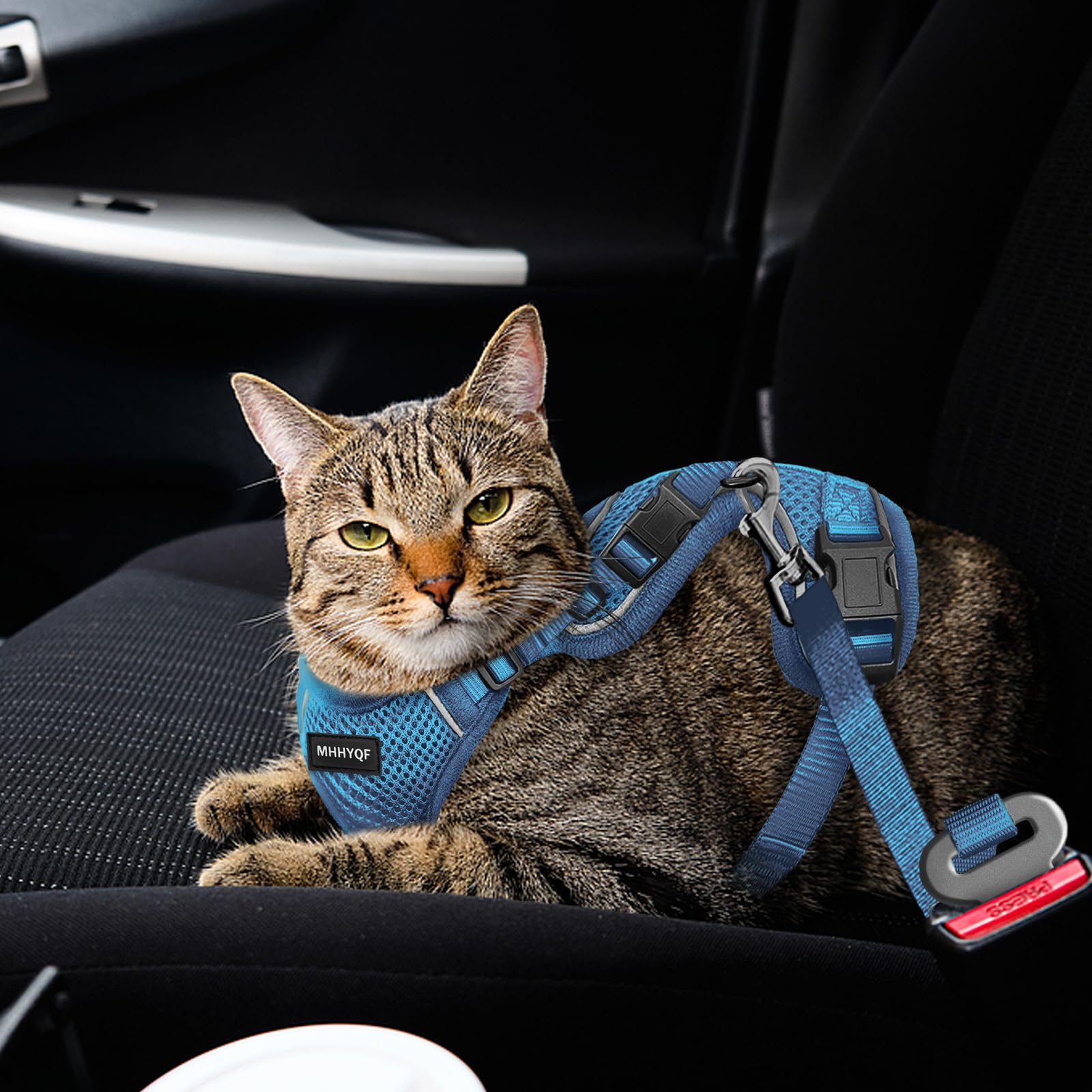 Cat Harness and Leash Set for Walking Escape Proof, Improved Four Place Adjustable Cat Car Harness, Soft Kittens Vest with Refle