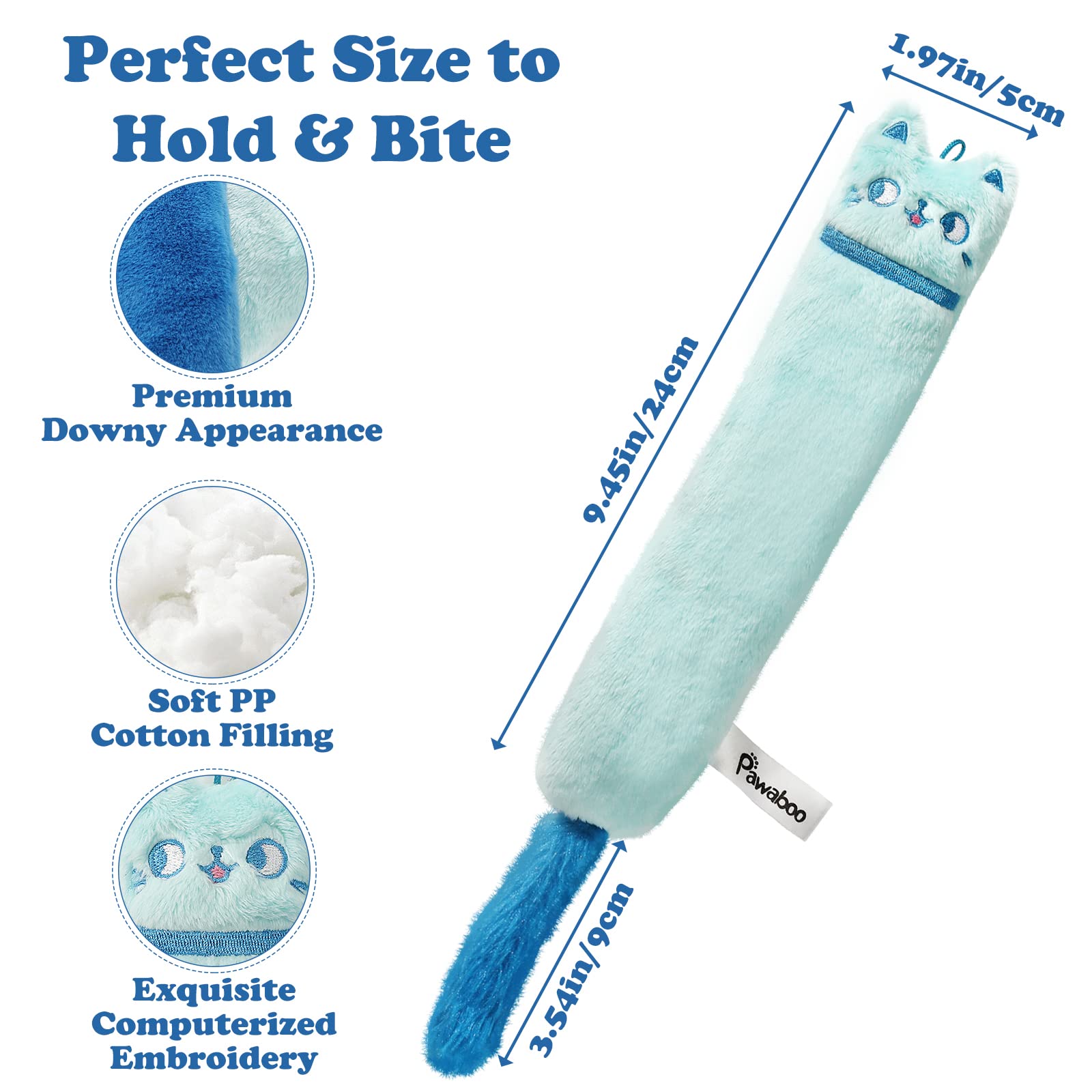 Pawaboo Cat Toys, 2 Pack Catnip Toys With Bell And Crinkle Paper, Soft And Durable Kitten Toys, Interactive Cat Toys For Indoor Cats, Cat Plush Kicker Toys For Kittens Kitty, Cute Cat Stuff