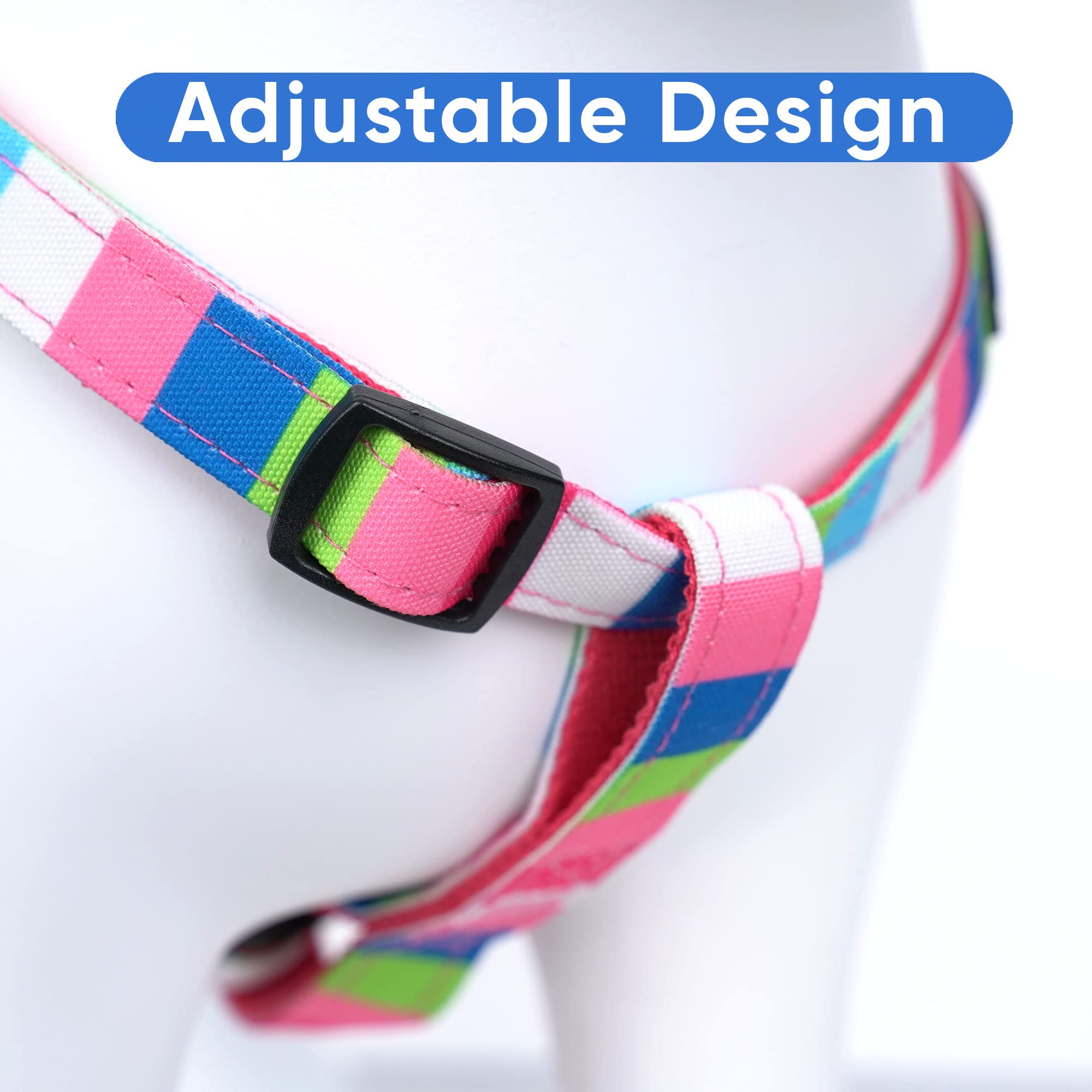 Pawtitas Pet Adjustable Solid Color Step In Puppy/Dog Harness 6 Feet Matching Collar And Harness Sold Separately Small Pink/Blue