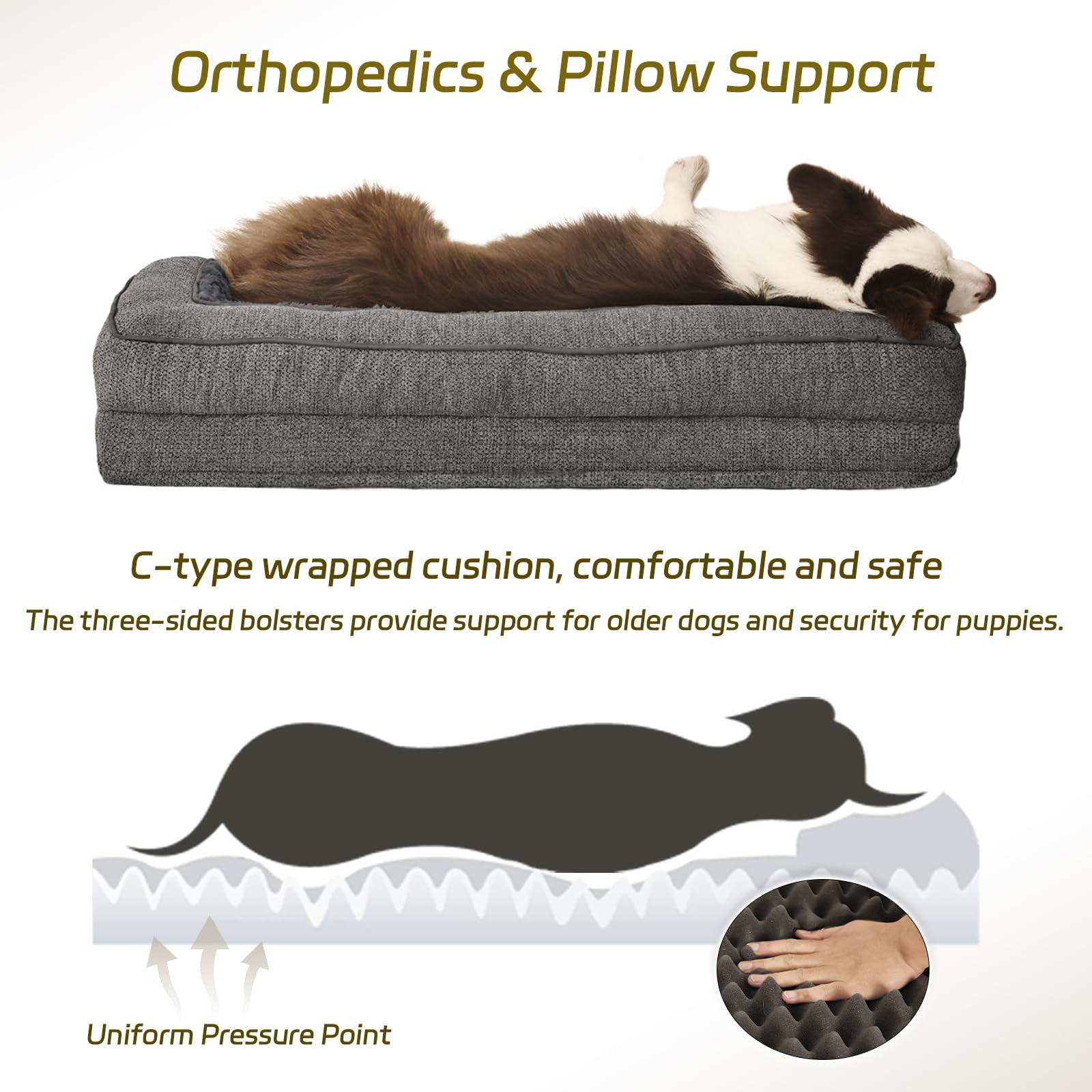 Orthopedic Dog Beds For Extra Large Dogs,Orthopedic Dog Sofa Bed With Removable Washable Cover,Waterproof Egg Foam Pet Couch Bed