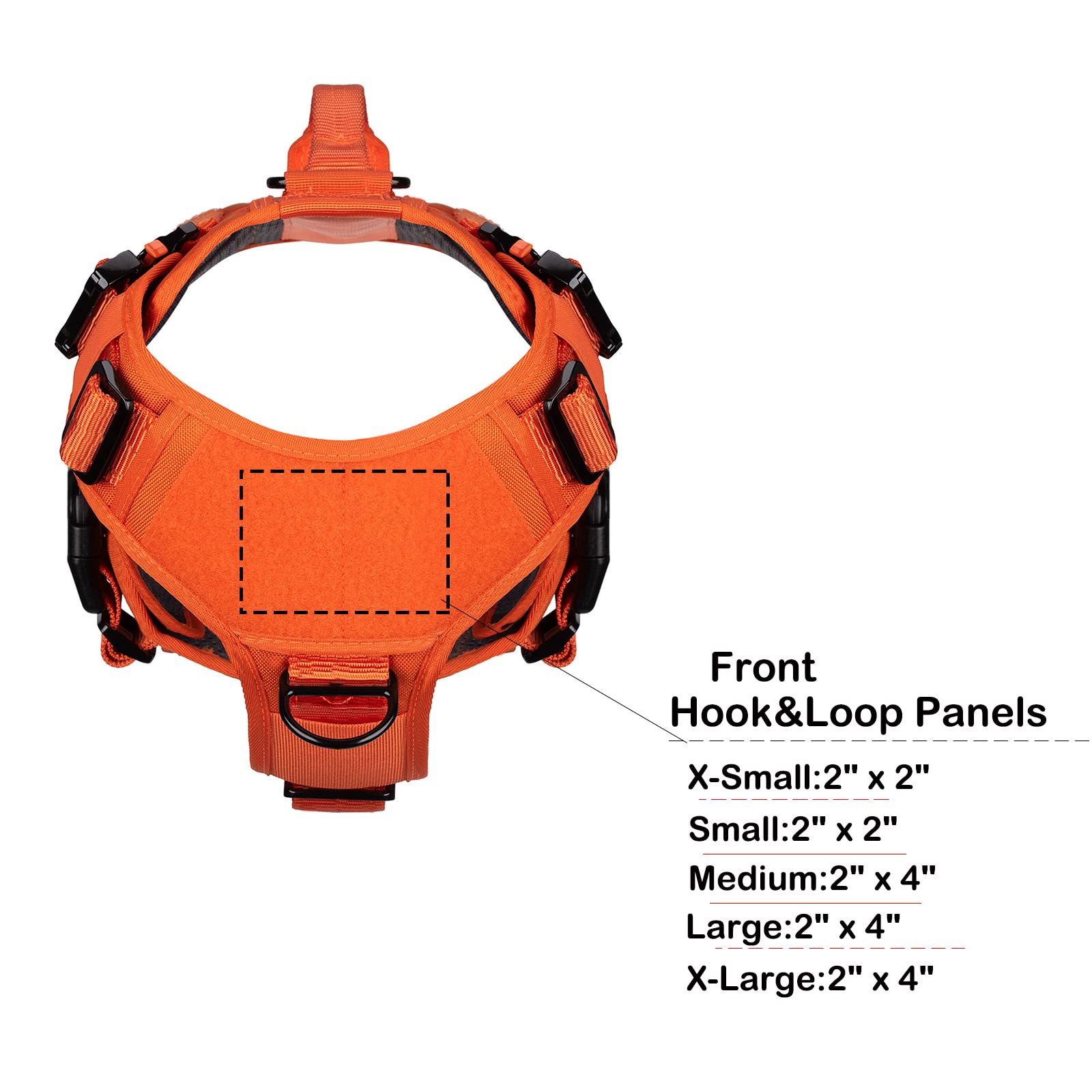 Icefang Tactical Dog Operation Harness With 6X Buckle,Dog Molle Vest With Handle,3/4 Body, Hook And Loop Panel For Id Patch,No Pulling Front Clip (Xl (Neck 19'-29'; Chest 31'-40'), Safety Orange)