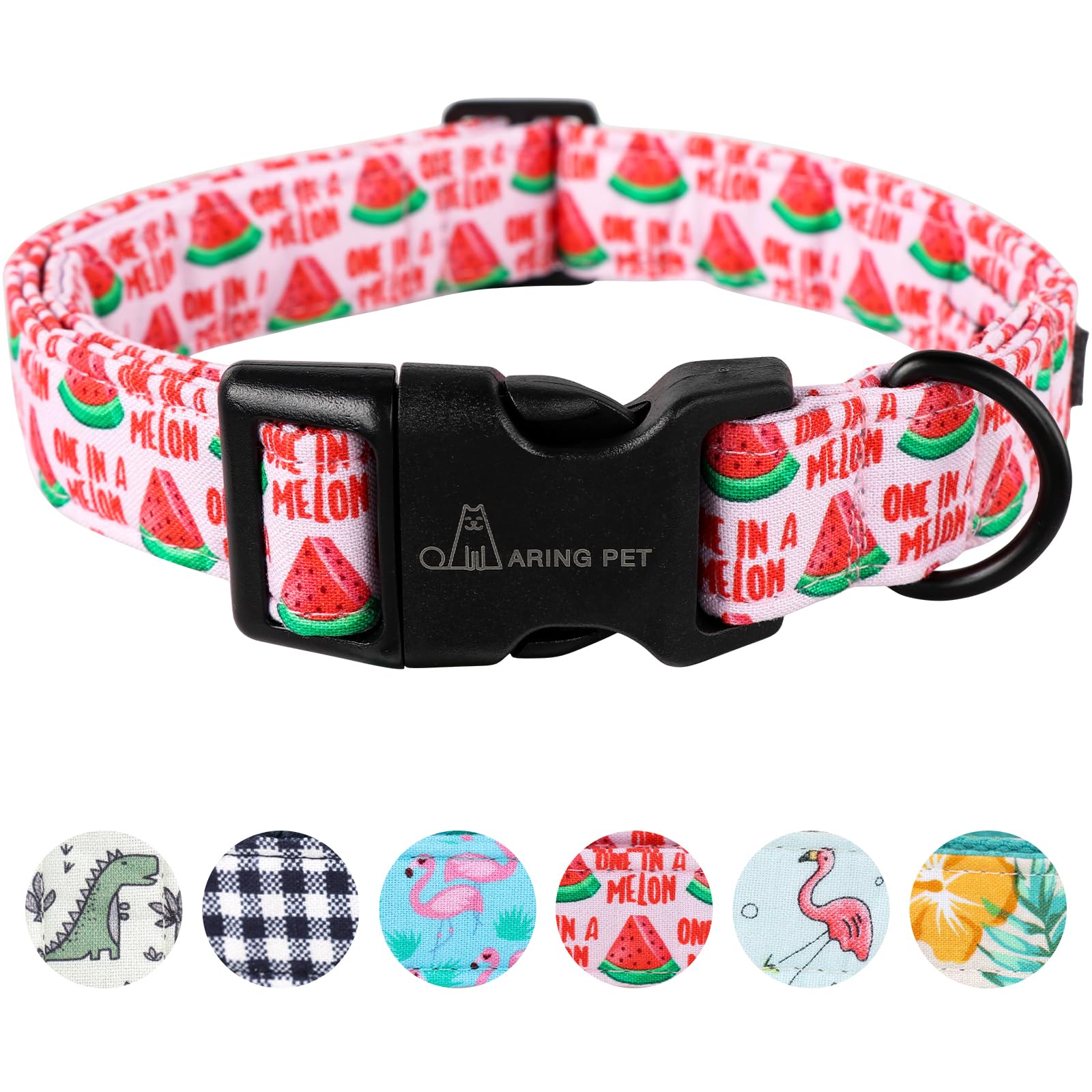 Aring Pet Summer Dog Collar-Cute Watermelon Dog Collar For Medium Dogs, Adjustable Soft Cotton Girl Dog Collars For Small Medium Large Dogs, Medium