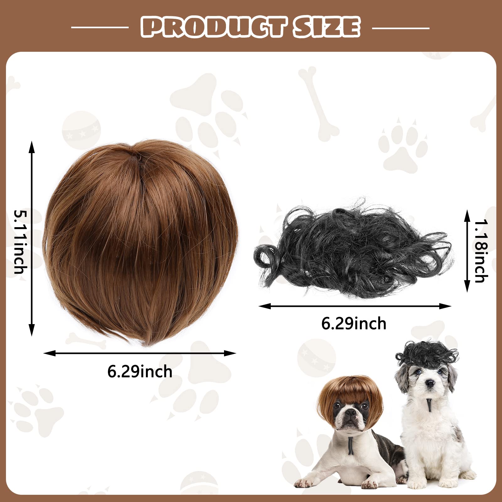 Howwfaly Dog Costume Cat Apparel Dog Toys Curly Braids Headgear Wigs Styling Cute Funny Pet Hair Accessories Decoration For Hall