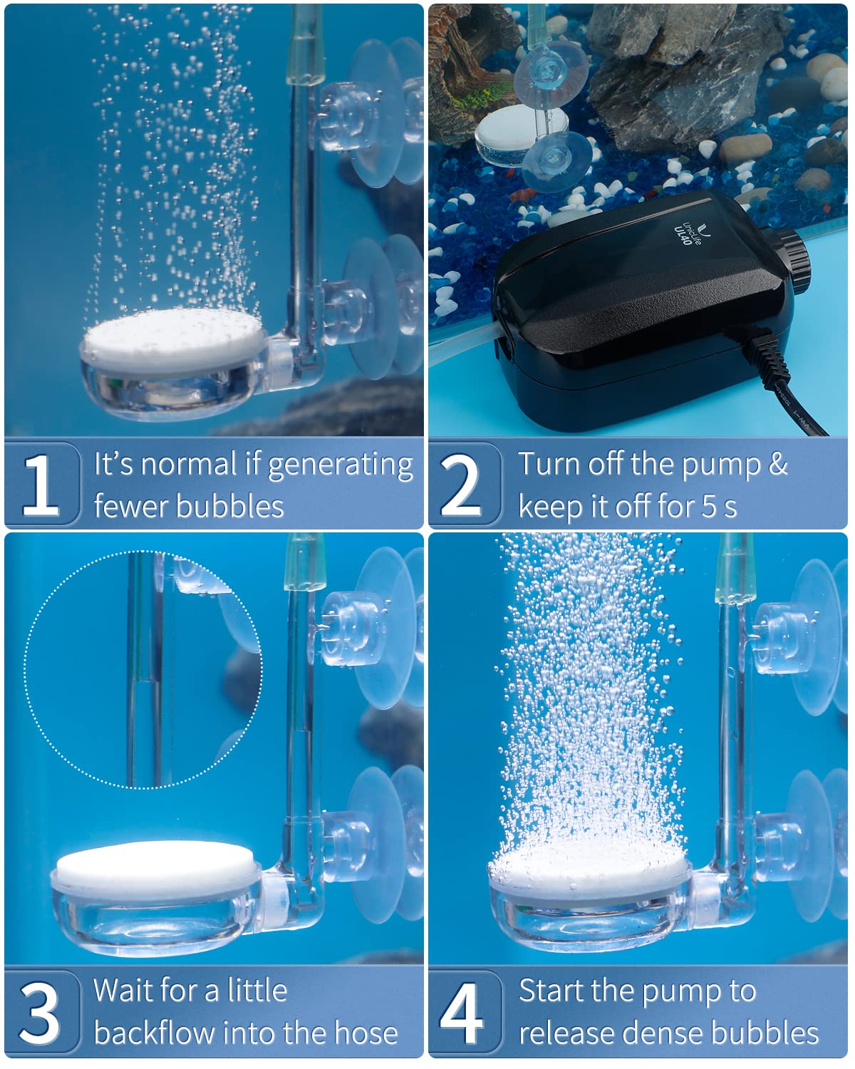 Pawfly Aquarium Air Stone Disc, 1 Inch Small Fish Tank Air Stone Kit Ultra-High Dissolved Bubbler Airstone with Accessories for