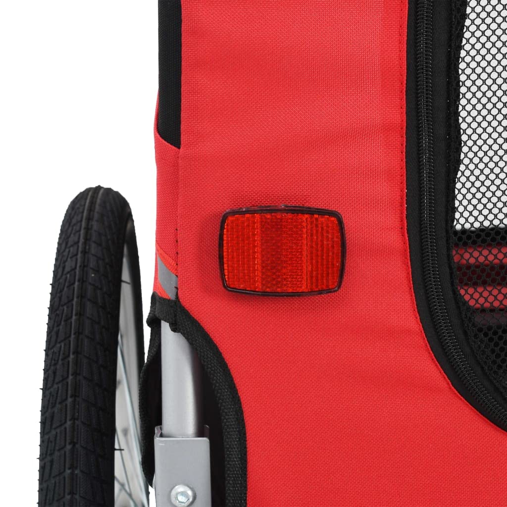 vidaXL Dog Bike Trailer in Red and Black - Water-Resistant Oxford Fabric Dog Bike Carrier with Reflectors and Quick-Release Hitch