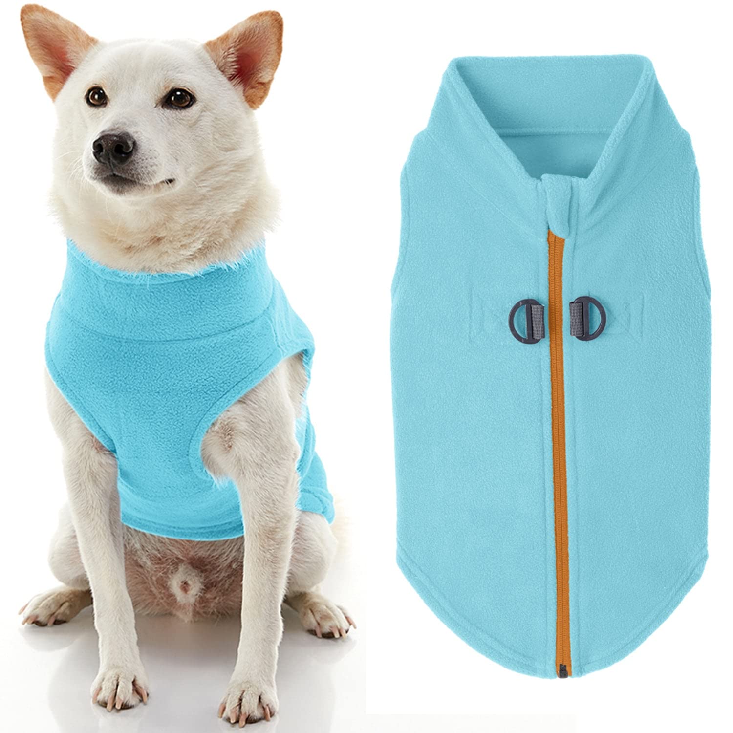 Gooby Zip Up Fleece Dog Sweater - Turquoise, X-Large - Warm Pullover Fleece Step-In Dog Jacket With Dual D Ring Leash - Winter Small Dog Sweater - Dog Clothes For Small Dogs Boy And Medium Dogs