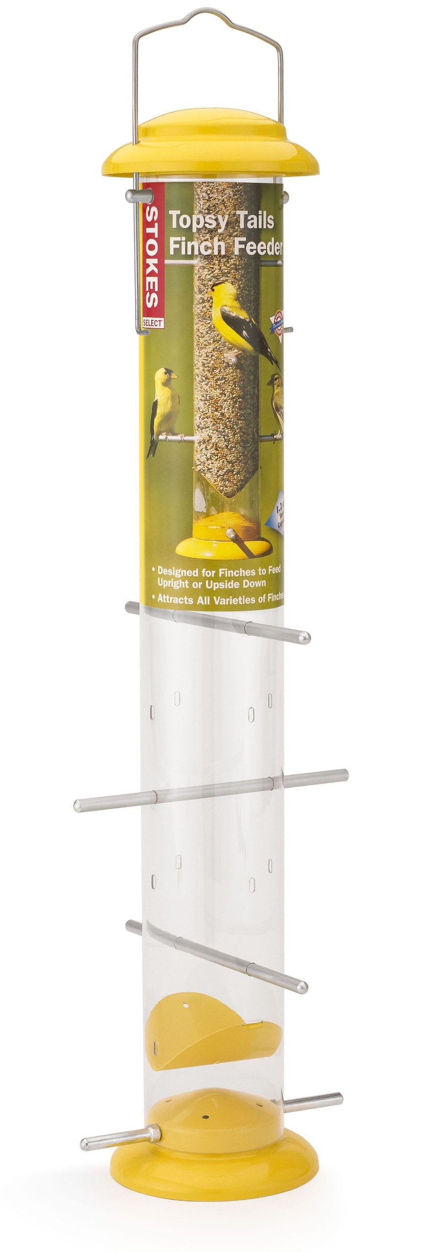 Stokes Select 38169 Topsy Turvy Finch Bird Feeder with Eight Perches, Yellow, 19-Inch tall, 1.5 lb Capacity