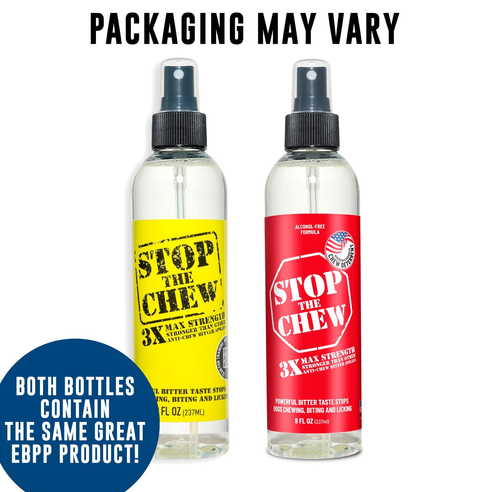 EBPP Stop The Chew 3X Strength Anti Chew Spray for Dogs - No Chew Spray for Puppies - Alcohol Free Dog Deterrent Spray - Bitter