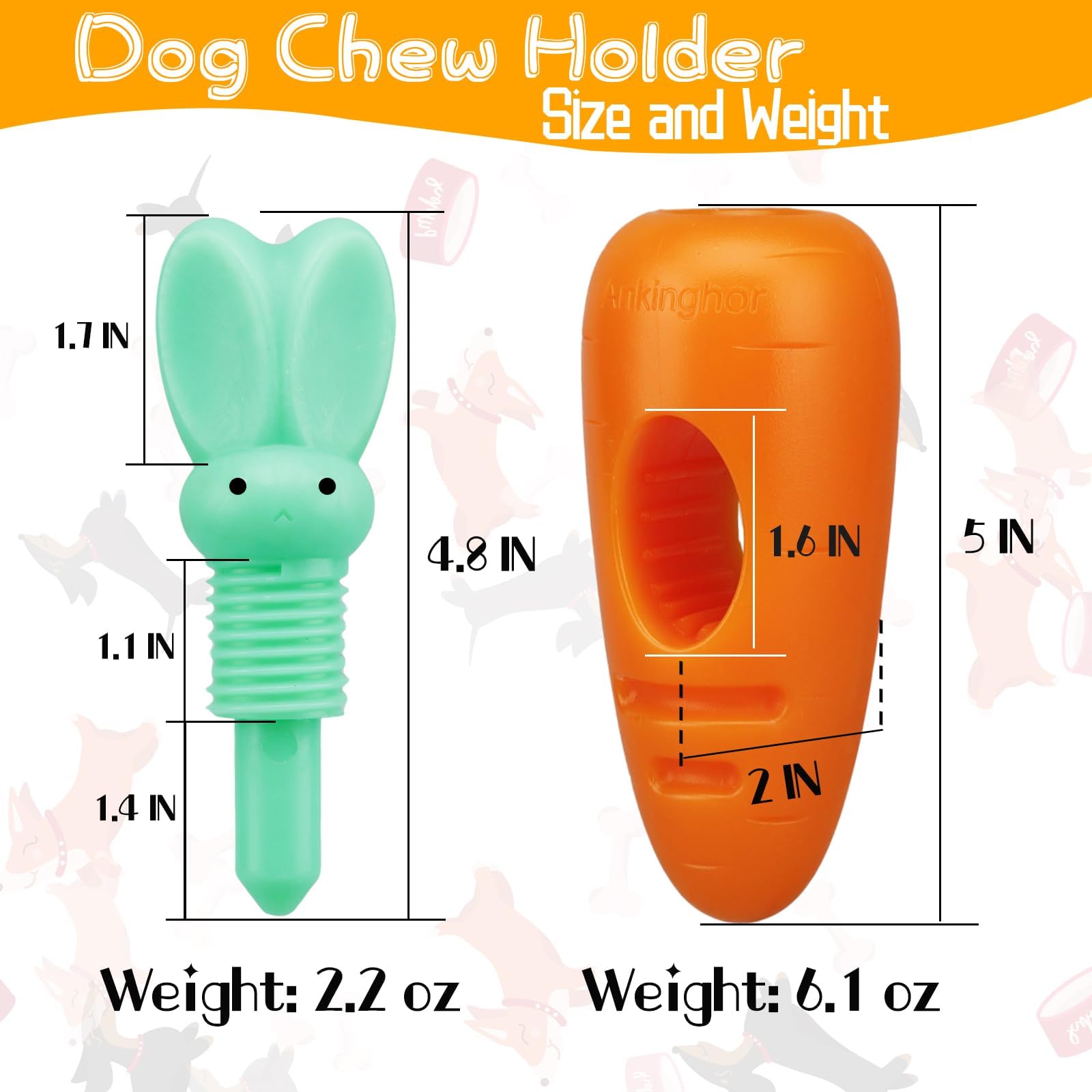 Ankinghor Bully Stick Holder For Dogs, Durable Dog Bone Yak Treat Chew Holder, Prevent Choking Safety Device For Pups Small Medi