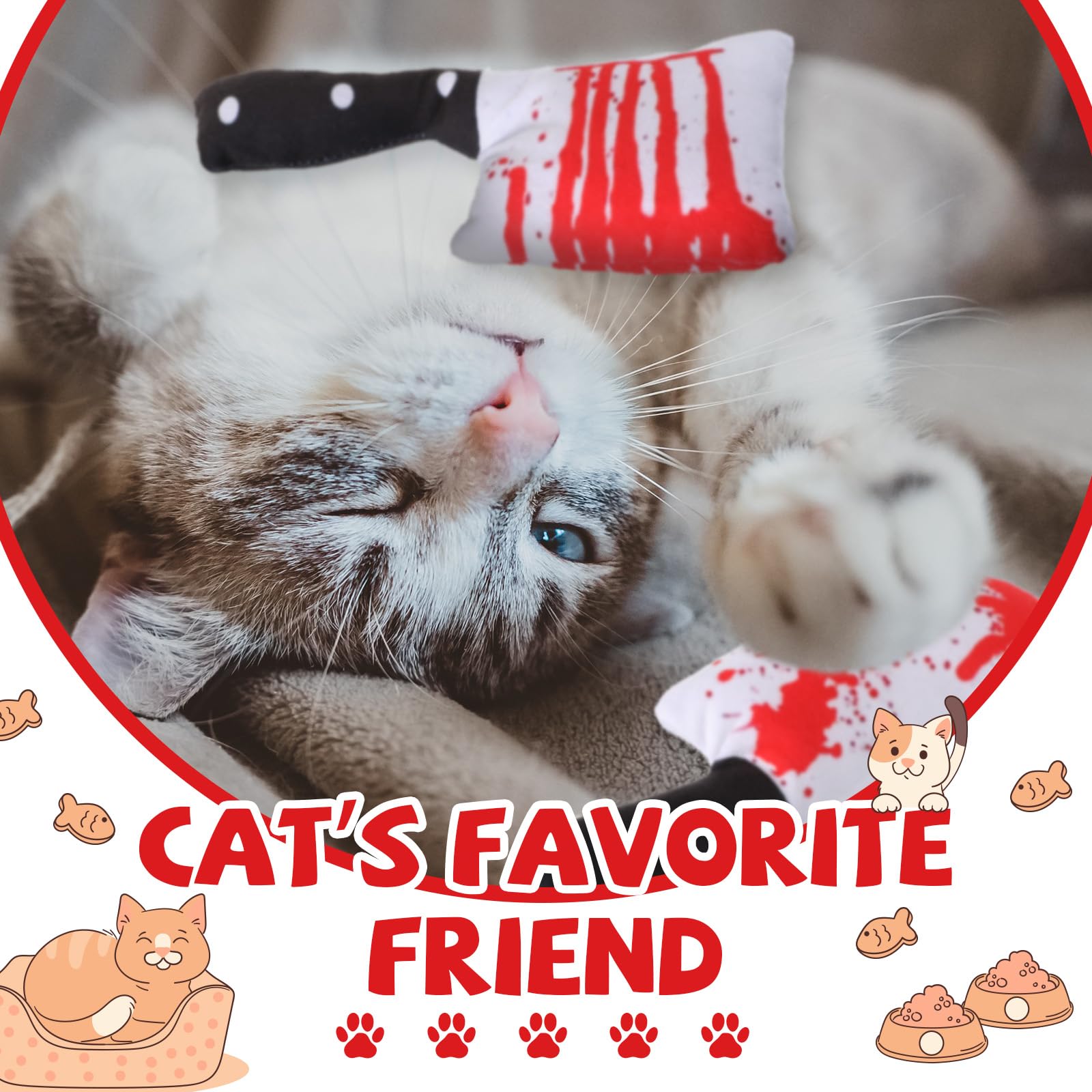 Honoson 8 Pcs Knife Cat Chew Toys Catnip Toys Interactive Stuffed Kitten Chew Toys Teething Resistant For Christmas Halloween In