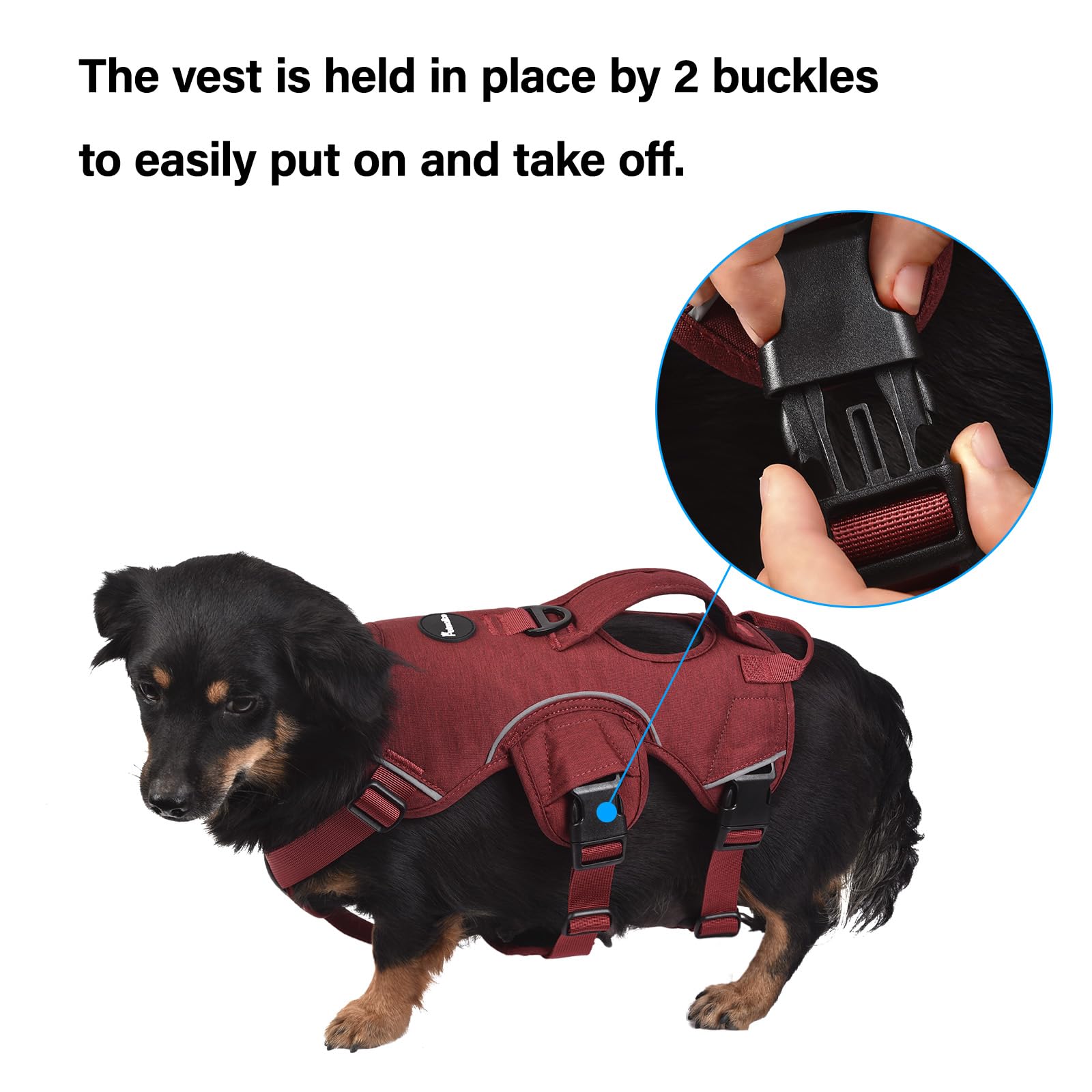 Petmolico Escape Proof Dog Harness Vest, Adjustable No Pull Vest Reflective Dog Harness Vest For Large Dogs(Red,Medium)
