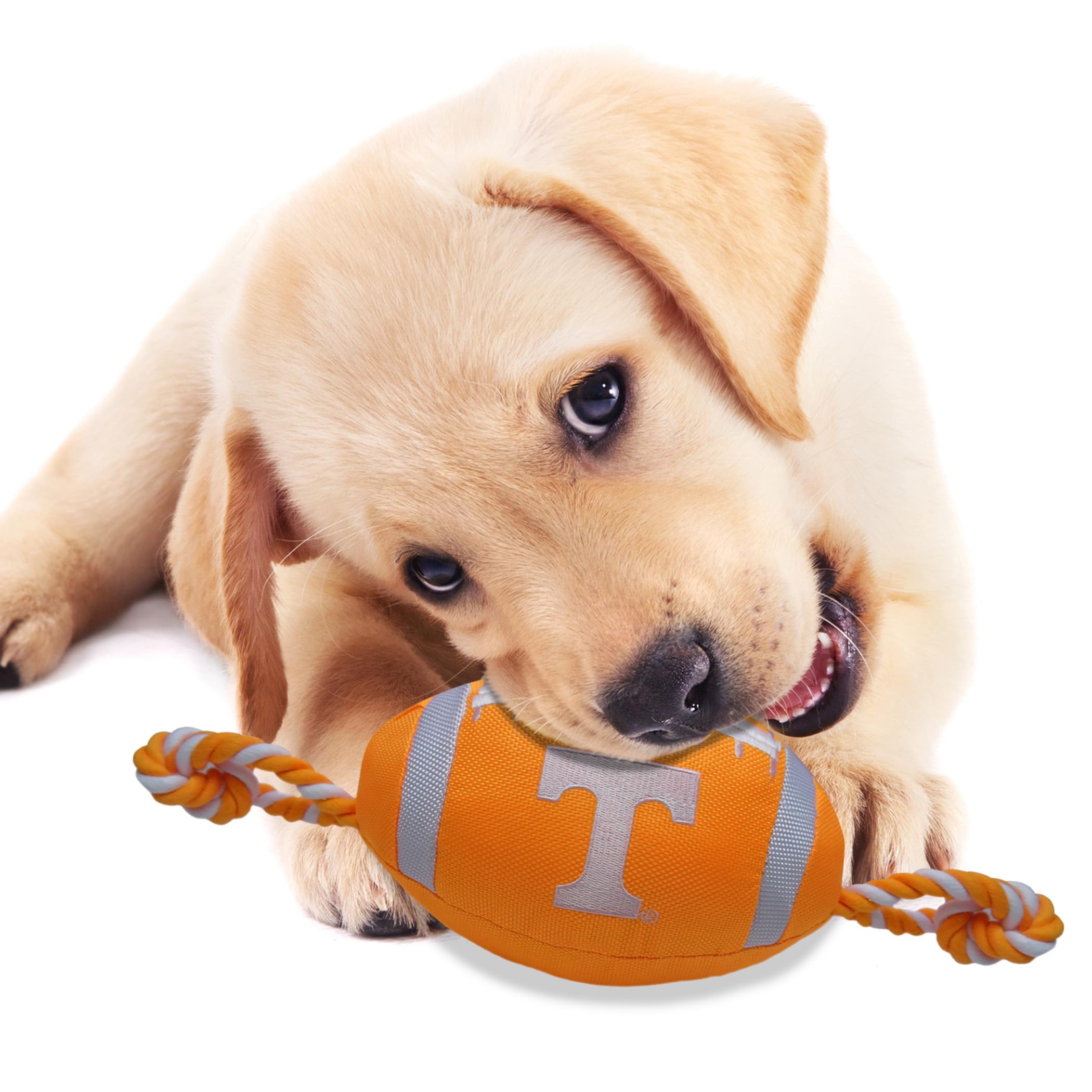 Pets First NCAA Tennessee Volunteers Football Dog Toy, Tough Quality Nylon Materials, Strong Pull Ropes, Inner Squeaker, Collegi