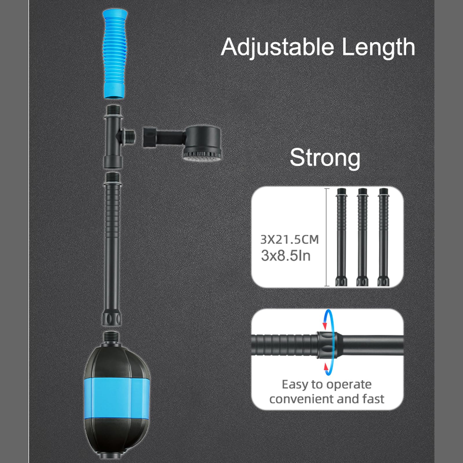 Carefree Fish 30W Electric Aquarium Gravel Cleaner with 6Ft Tubing 6IN1 Automatic Fish Tank Gravel Vacuum Water Changer Wash San