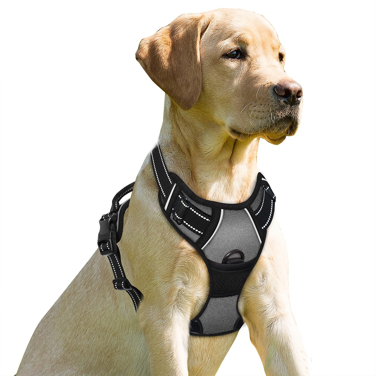 Barkbay No Pull Dog Harness Front Clip Heavy Duty Reflective Easy Control Handle For Large Dog Walking(Dark Grey,S)
