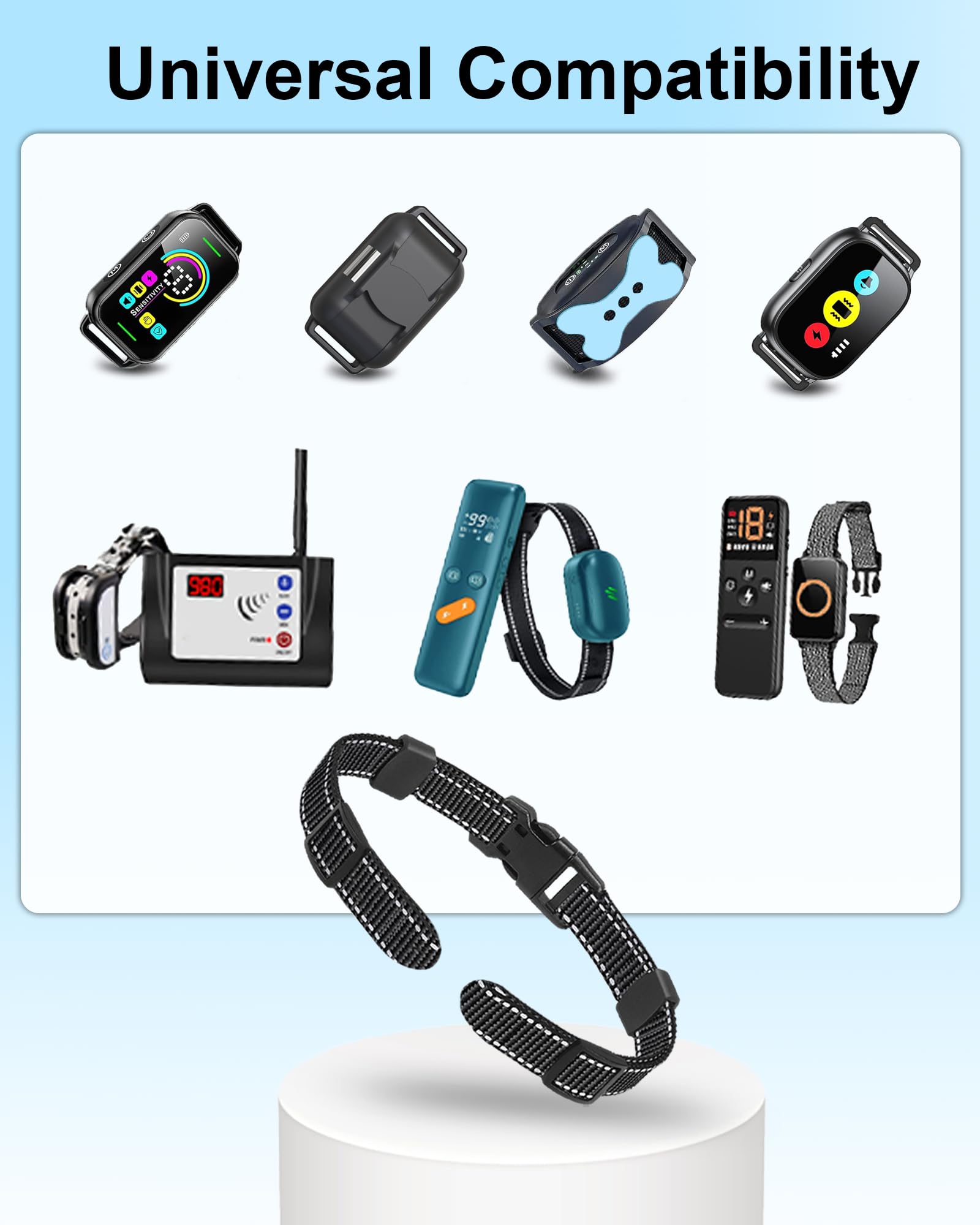 Dog Collar Replacement Strap For Shock, Bark & Training Collars - Adjustable Reflective Nylon Strap, Durable E-Collar Band Compa