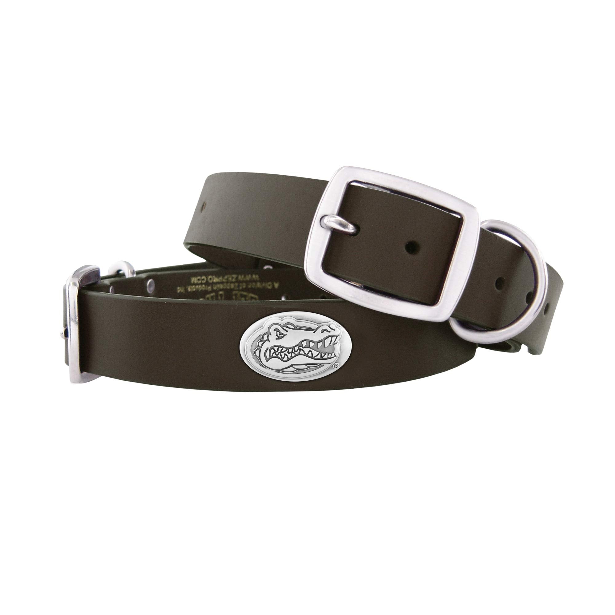 Zep-Pro Florida Gators Brown Leather Concho Dog Collar, Medium
