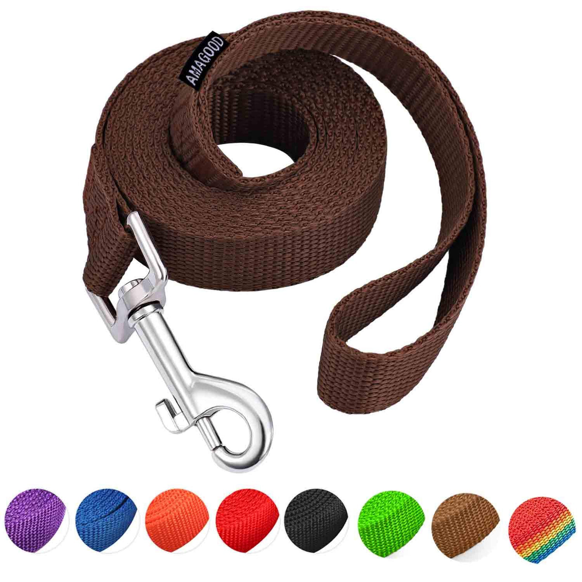 Amagood 6 Ft Cat Leash, Strong And Durable Traditional Style Leash With Easy To Use Collar Hook,Cat Lead Great For Cats (3/8 In X 6 Ft(Pack Of 1), Brown)