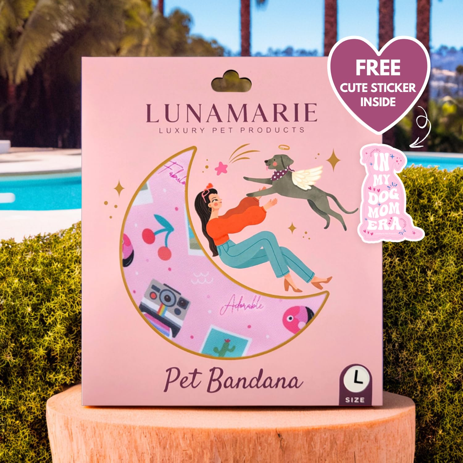 Lunamarie - Luxury Pet Birthday Bandanas -Premium & Silky Poly Fabric | 100% Handmade | Custom Shape Dual Layered (Summer Vibes,
