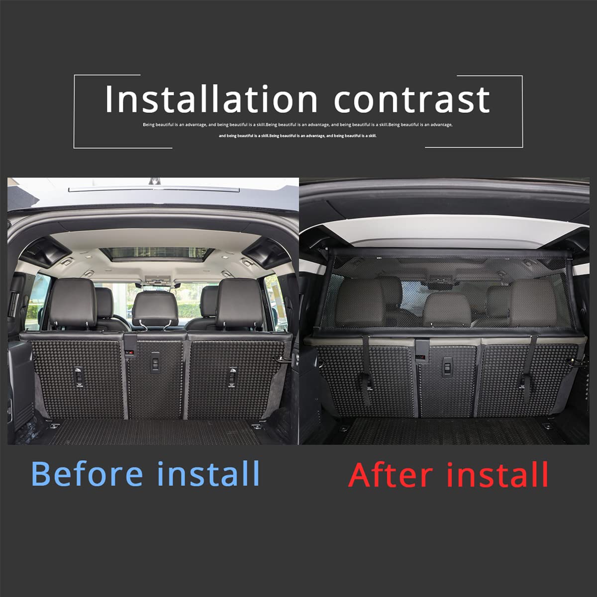 Cheya Pet Restraint Net Dog Fence Car Backseat Divider Vehicle Gate Cargo Area Travel Trunk Mesh Net Screen For Land Rover Defender 110 2020 2021 (Style C)