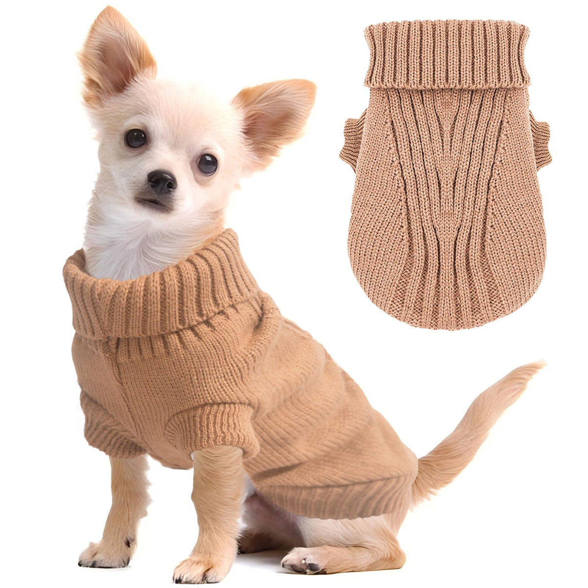 Chihuahua Sweater For Small Dogs - Fall Winter Knitted Warm Puppy Clothes - Thick Pet Knitwear For Teacup Yorkie (Medium)