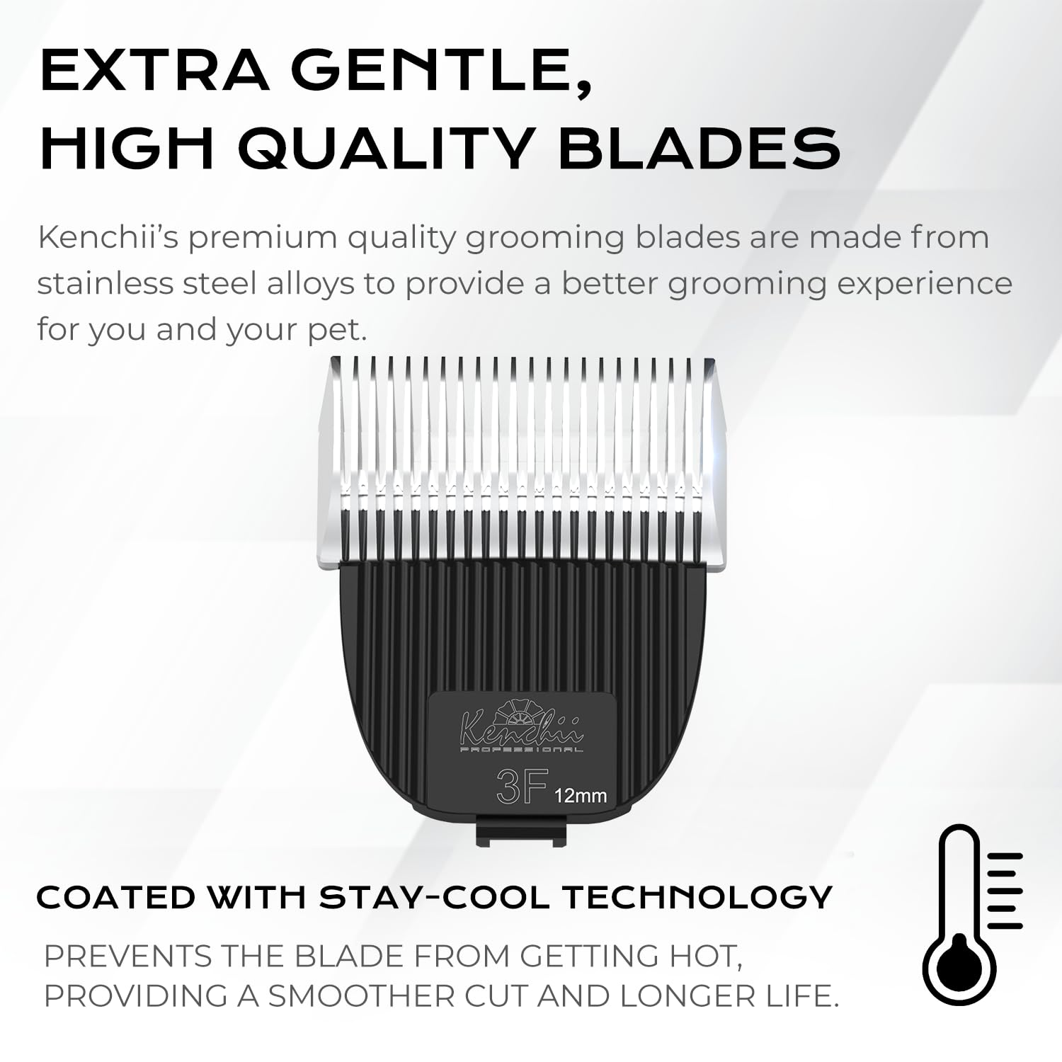 Kenchii Flash Clipper Blade (3F,12Mm) Only Compatible With Flash Clipper, Black & White