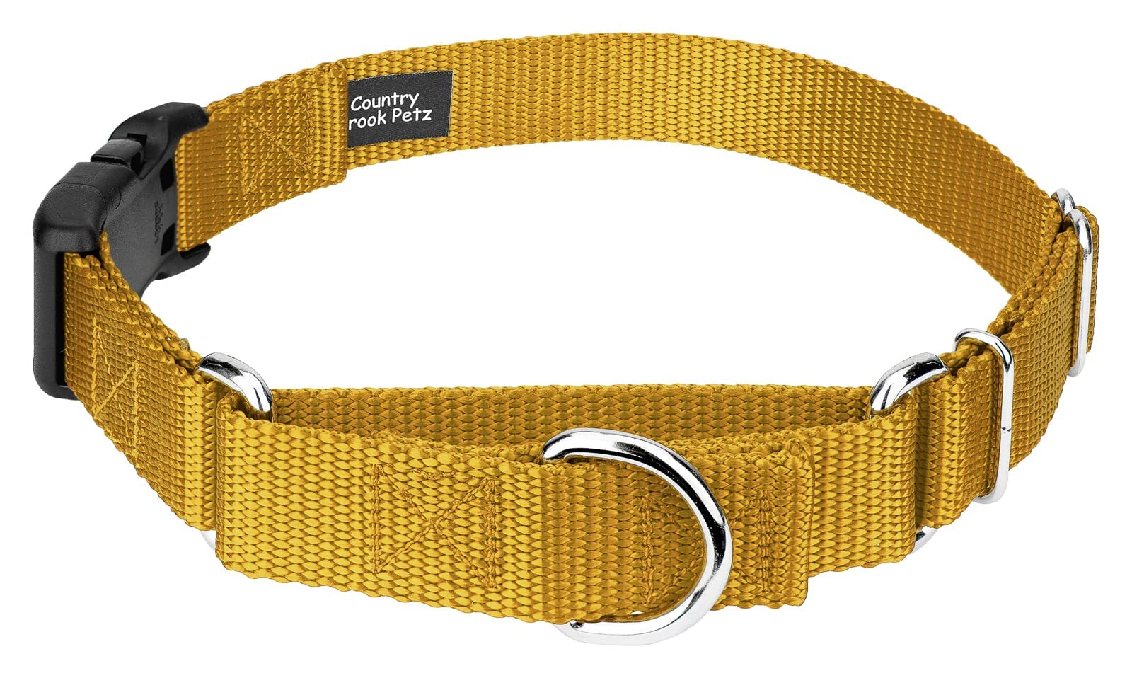 Country Brook Petz - Made In The Usa - Durable Nylon Martingale With Deluxe Buckle - 30+ Vibrant Color Options (Gold, 5/8 Inch, Extra Small)
