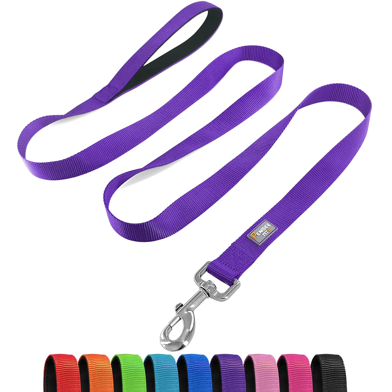 Penseepet Basic Dog Leashes 6 Ft Padded Handle Nylon Dogs Leashes For Medium Dogs Purple