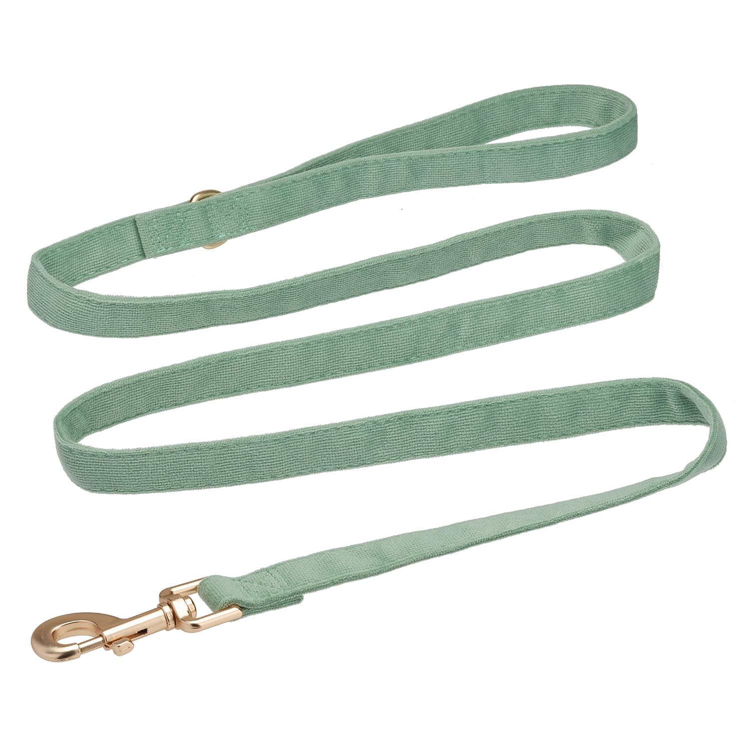 Ewinoom Soft Corduroy Dog Collar and Leash Set, Adjustable Cotton Dog Collars with Metal Buckle and Lead for Small Dogs,Grass Gr