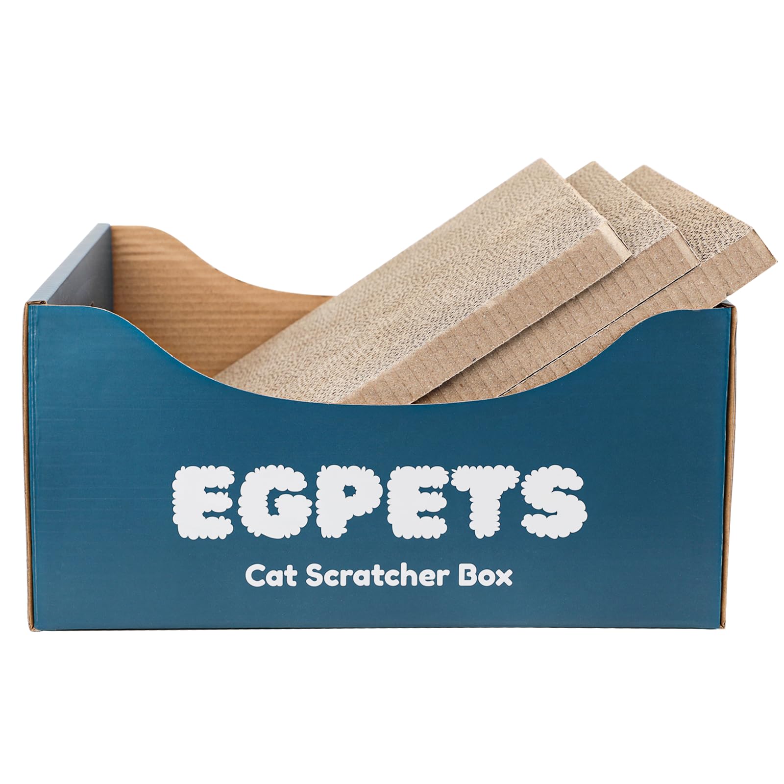 EGPETS Cardboard Cat Scratcher Box for Indoor Cats with 3Pcs Extra-Large Scratching Board, Refillable and Sturdy, Ideal for Hidi