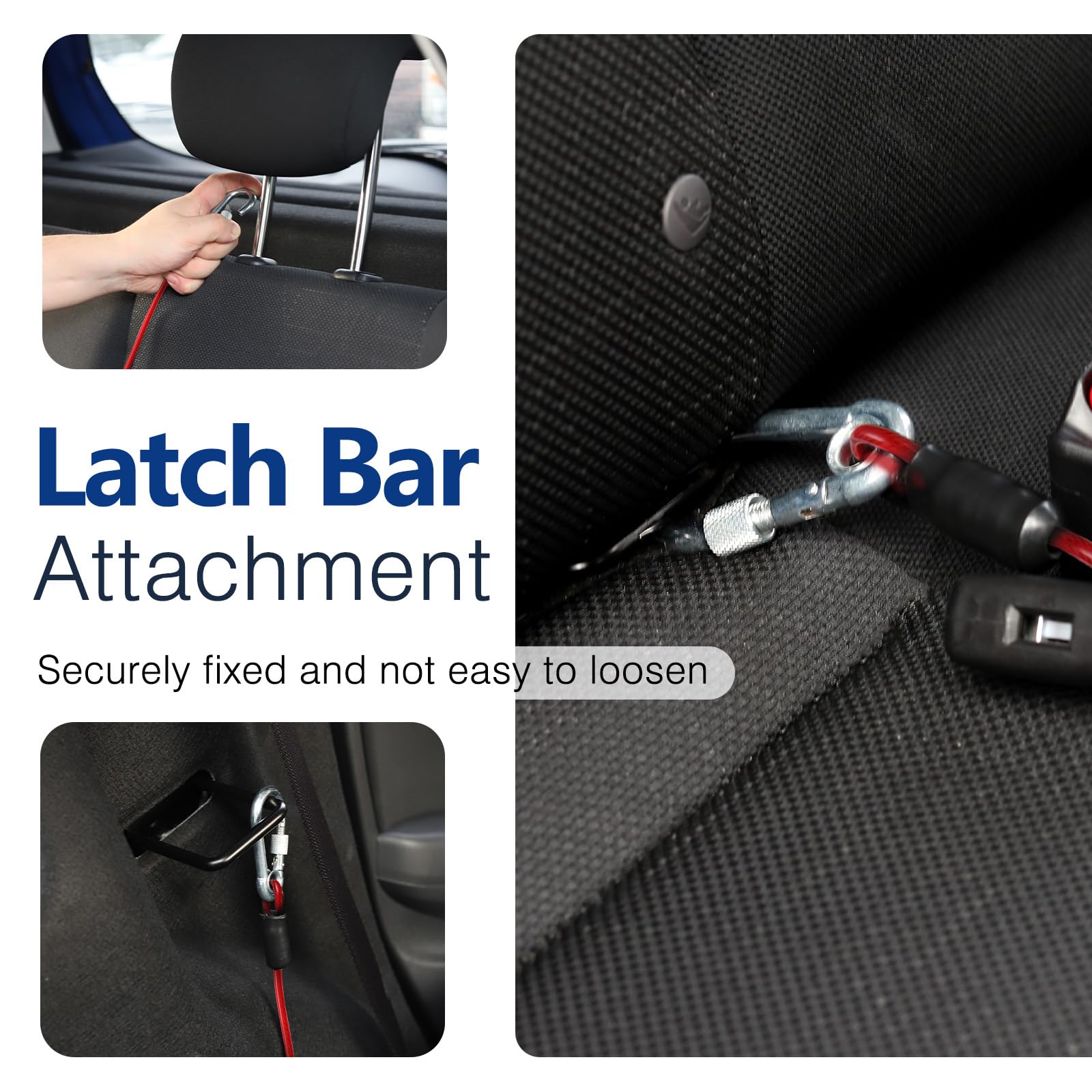 Pawaboo Dogseatbelt, Chew-Proof Leash Extender, Coated Steel Rope Restraint Car Safety Seat Belt Clip Strap, 360 Rotation Hook H