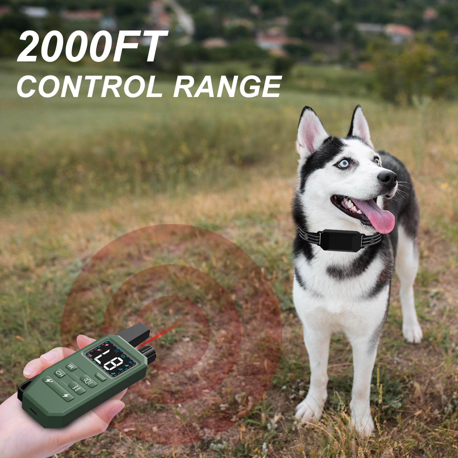 JOTUT Dog Training Collar 2000 Ft Range Electric Dog Shock Collar with Remote Control,Rechargeable IP67 Waterproof E-Collar