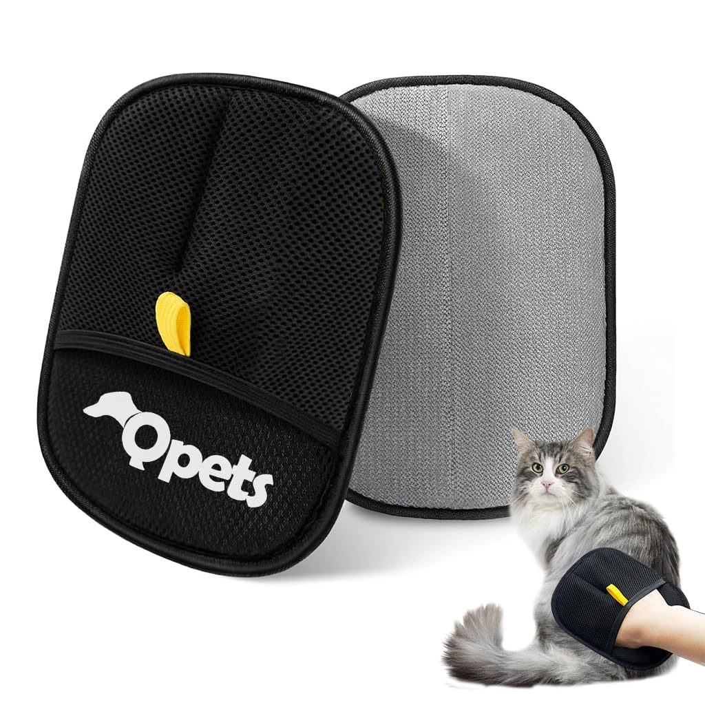 Qpets Pet Hair Removal Glove For Dogs & Cats