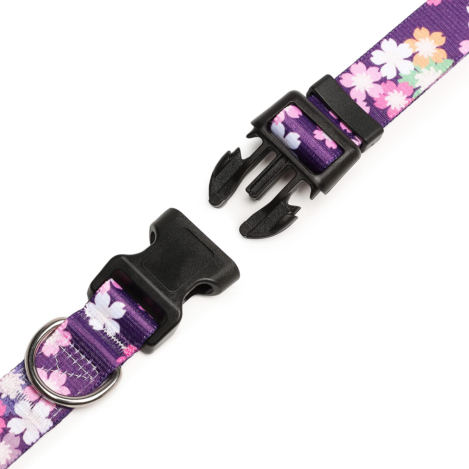 Mercano Adjustable Dog Collar - Special Design Patterns, Soft Nylon Comfortable Durable Pet Collar For Small Medium Large Dogs (S, Floral Pink)