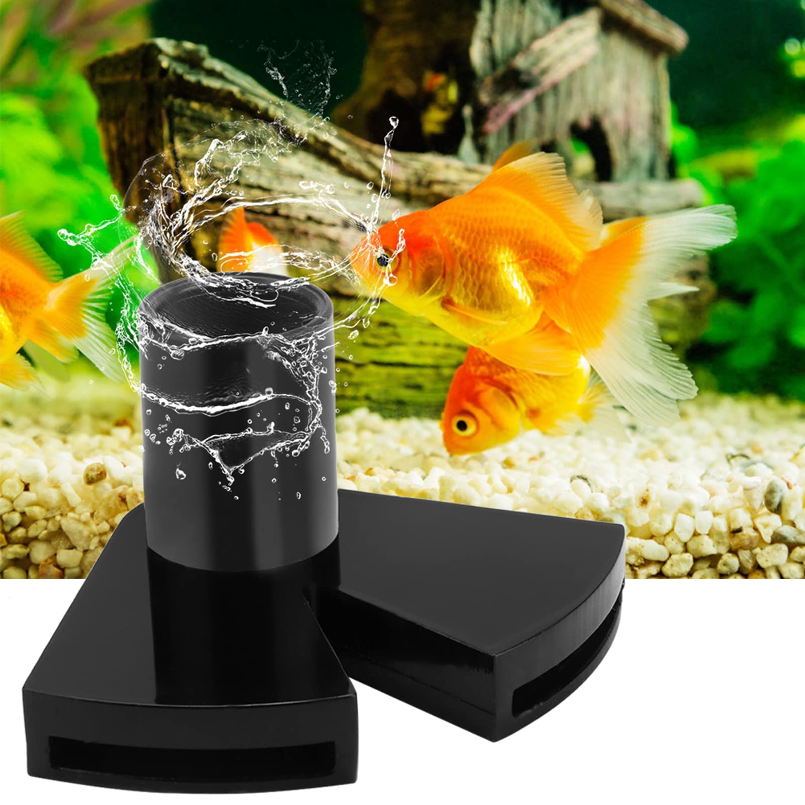 Ichiias Aquarium Water Outlet, Acrylic Fish Tank Double Duckbill Nozzle Rotate Flowing Pipe Water Outlet Return Aquarium Extende