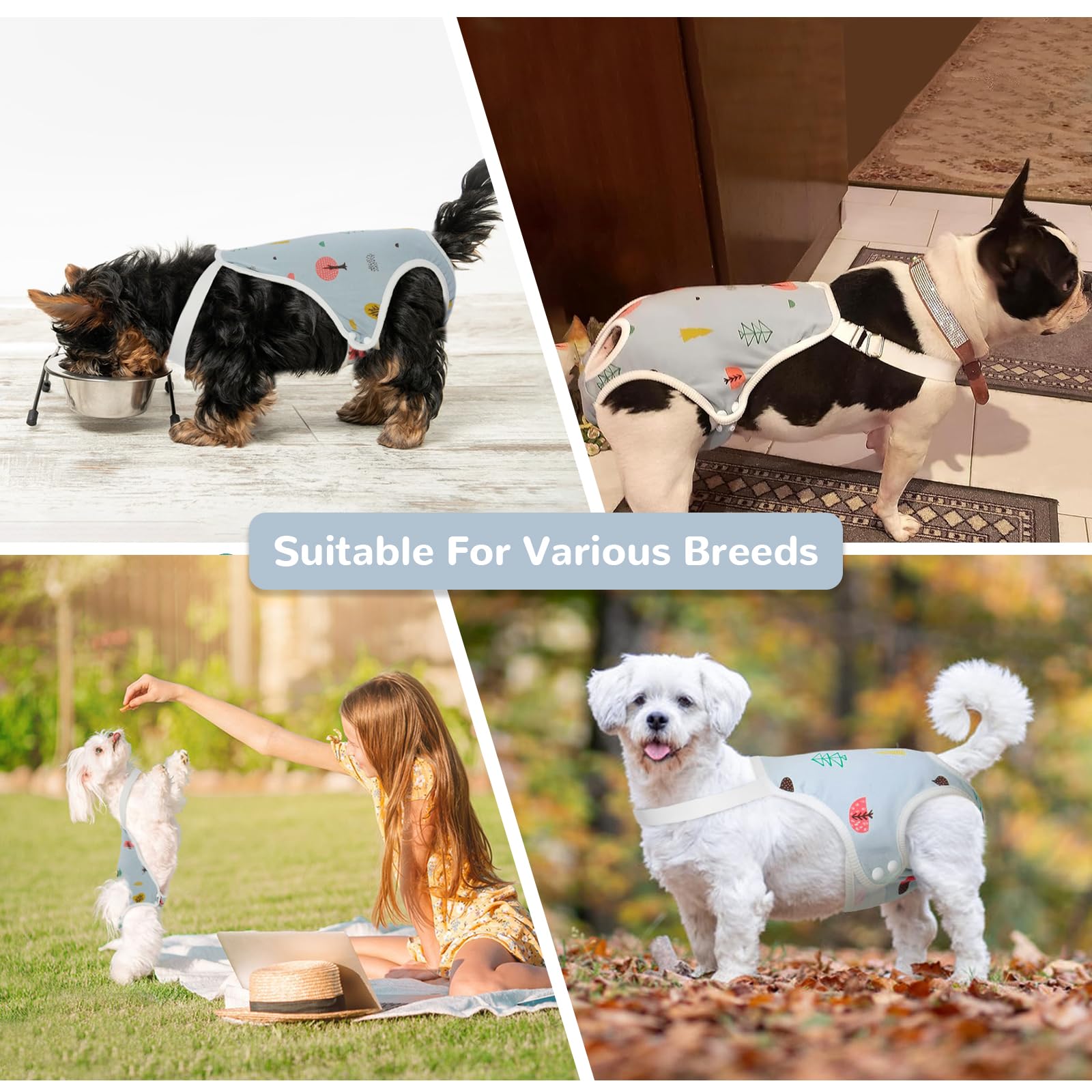 Qbleev Dog Diapers Female Washable Sanitary Pantie With Adjustable Suspender, Reusable Doggie Diaper Puppy Diapers Male Cute Pet