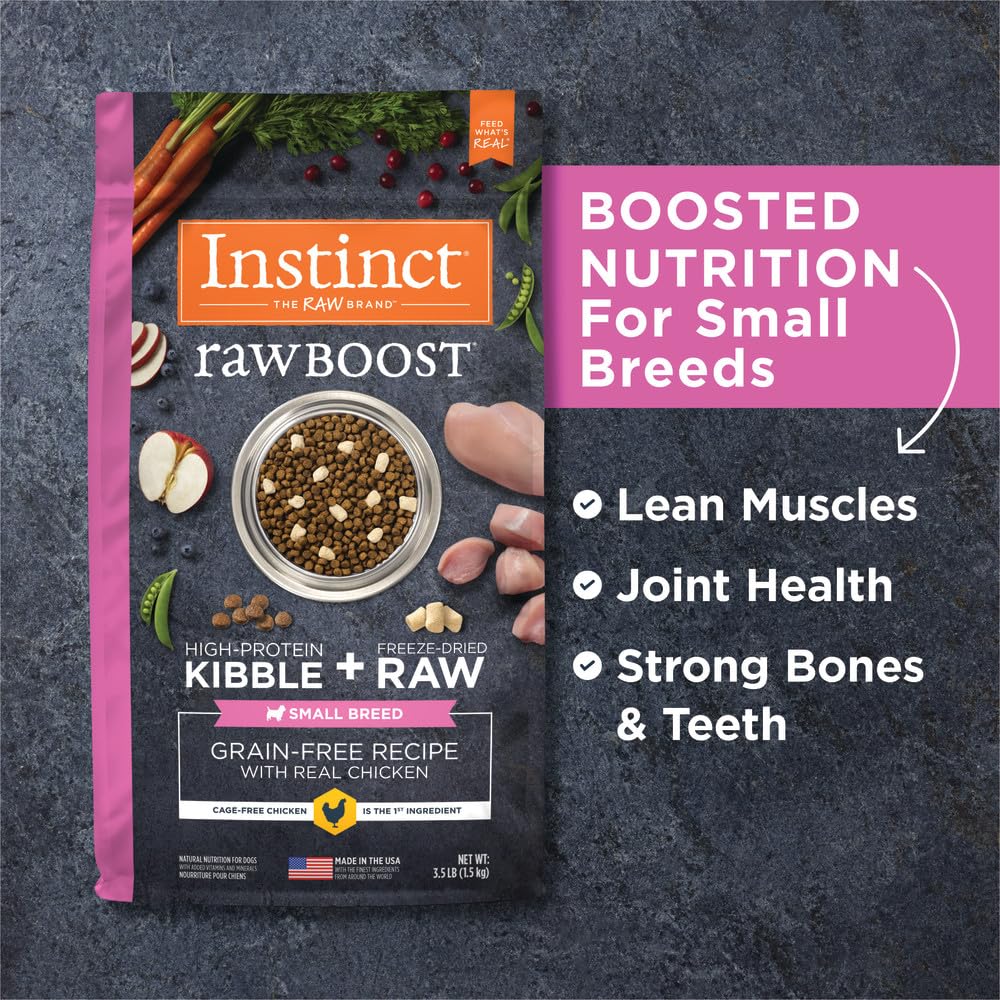 Instinct Raw Boost Small Breed, Natural Dry Dog Food with Freeze Dried Pieces, Grain Free Recipe - Real Chicken, 3.5 lb. Bag