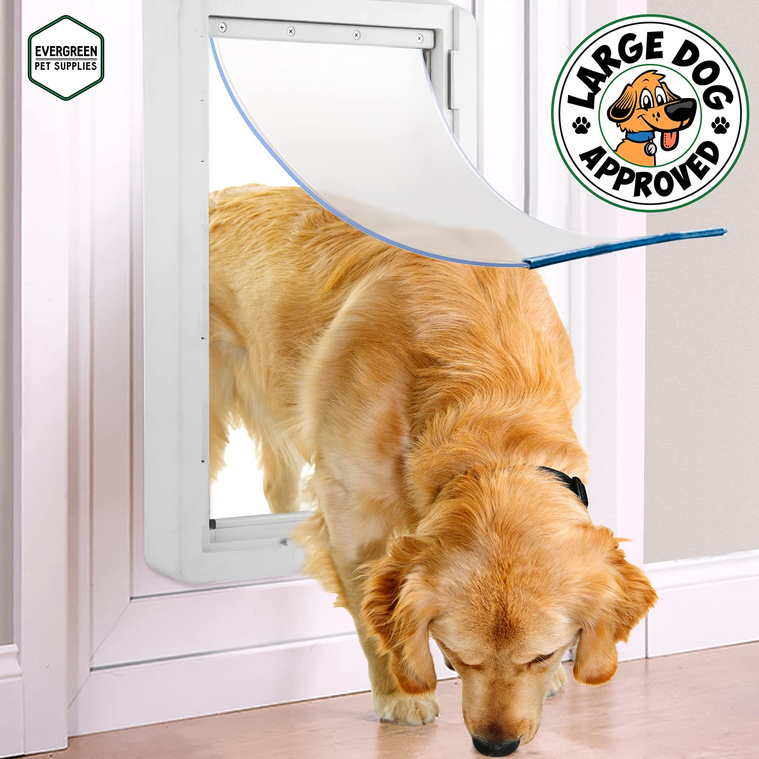 Evergreen Pet Supplies Weatherproof XL Dog Door Flap - 9.75x17 in - Fits Large Pets up to 90 lbs - Metal Material